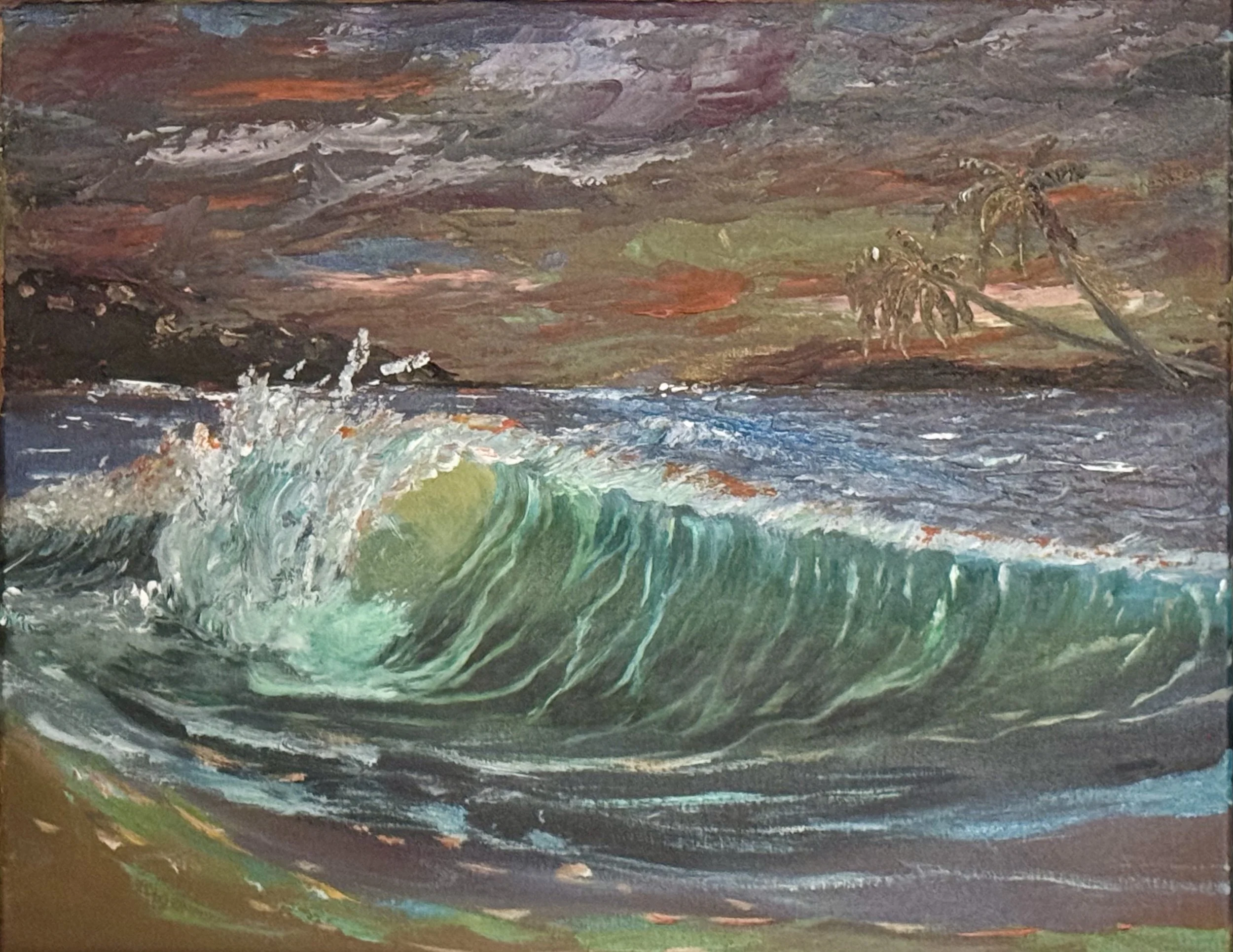 Apocalyptic Sunset Over Wave