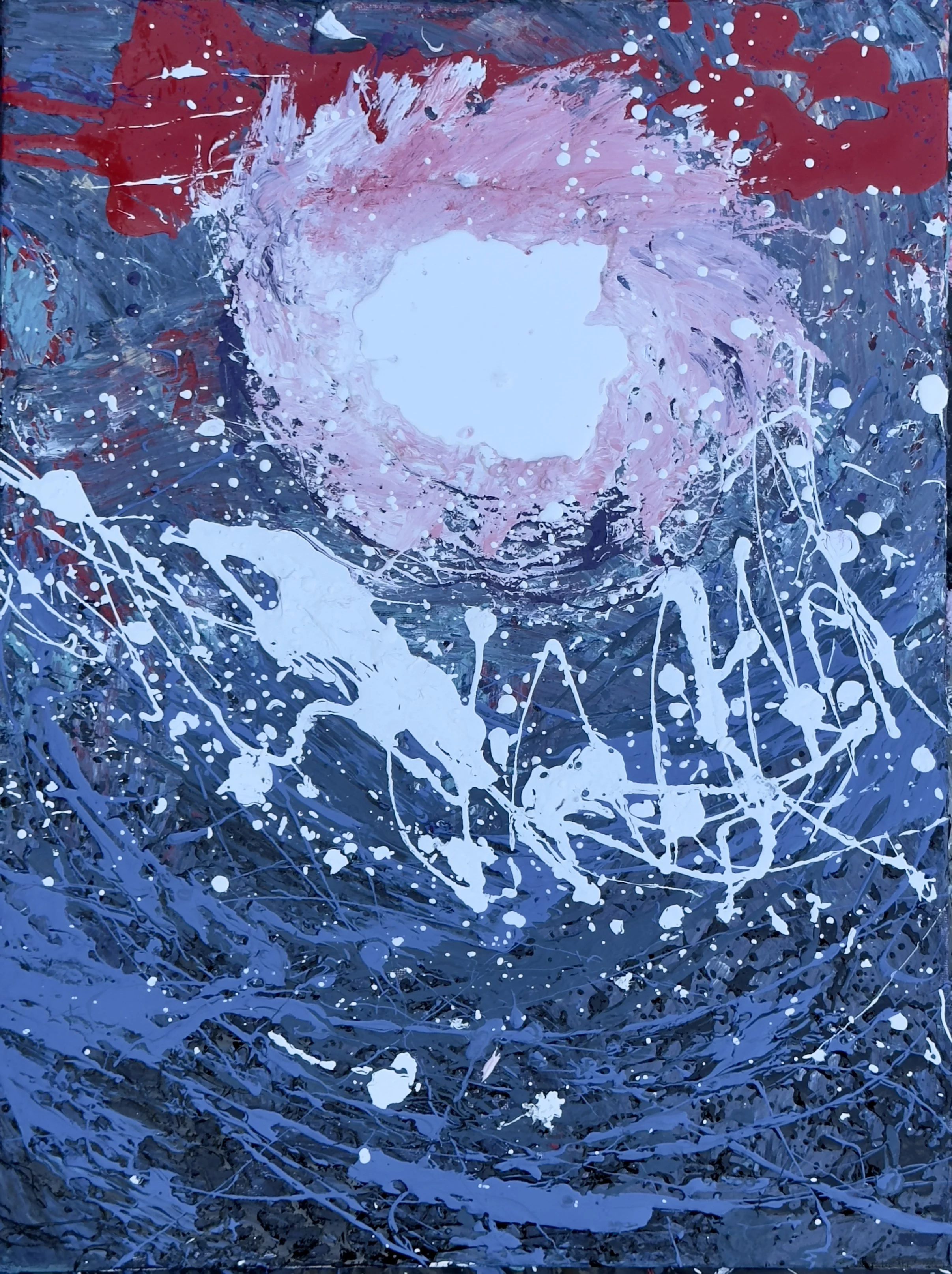 Abstract Seascape with House Paint on Canvas