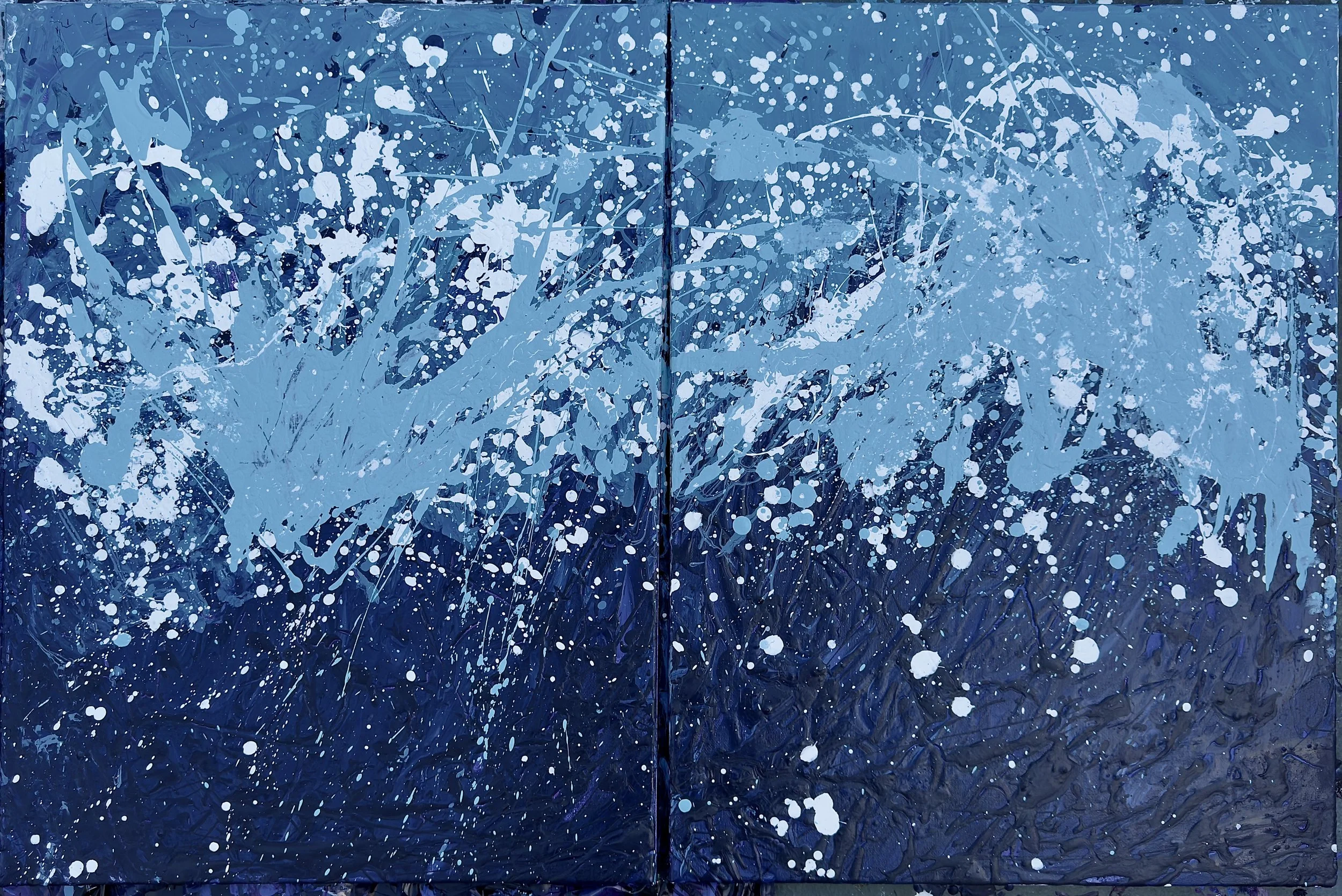 Abstract seascape dyptych painting 