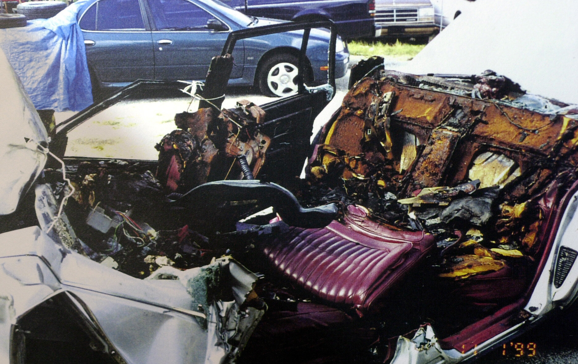  Rescue crews had to use the Jaws of Life to rip apart the Oldsmobile, above, driven by Natalia Chpytchak Bennett, who was killed. Jacqui was in the passenger seat. Laura Guerrero, who also died, was in the back with Johanna Gil and Johan Daal, who w