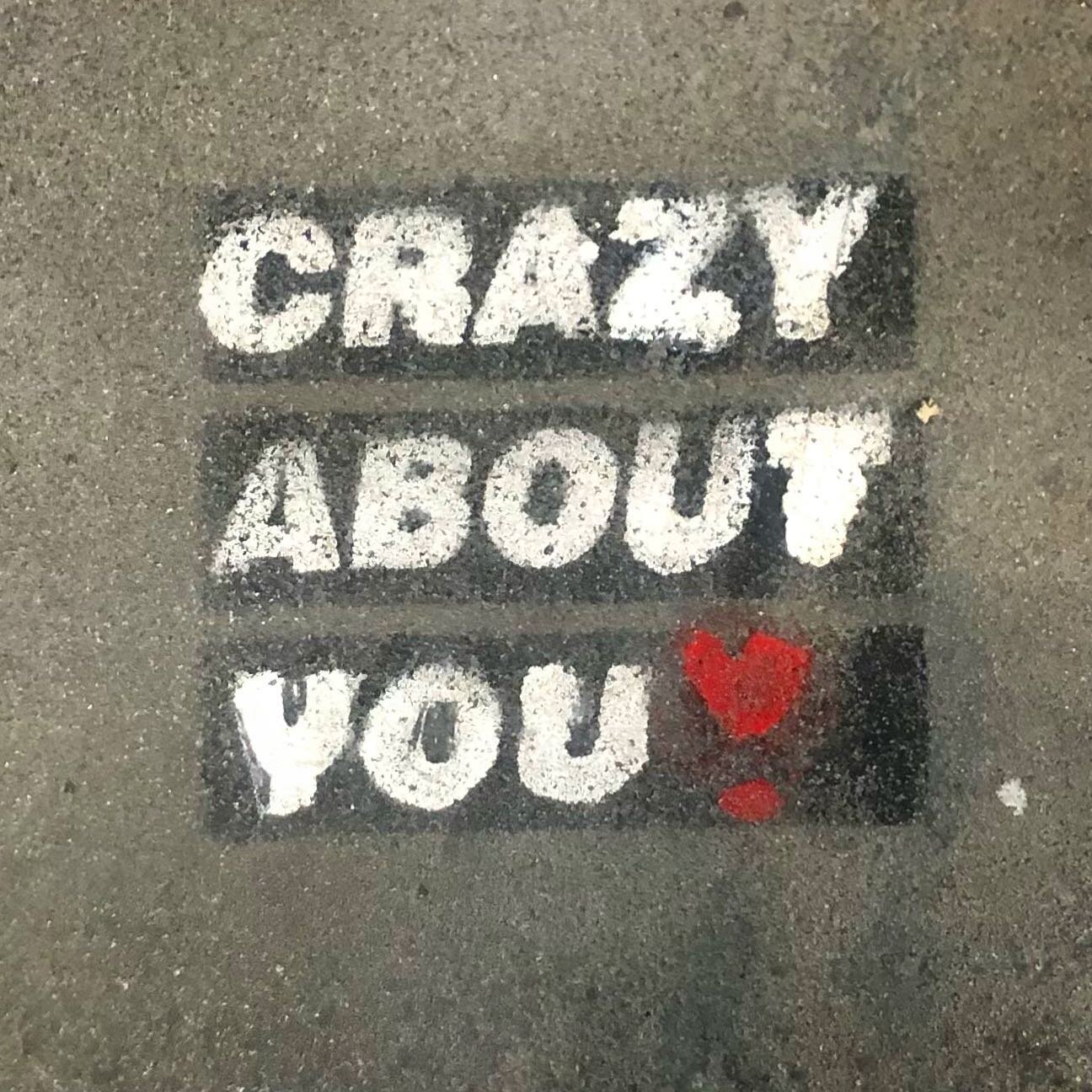 Word on the street. Literally.
❣️

#crazyaboutyou 
#streetart 
#graffiti 
#sidewalktalk 
#sidewalkart 
#nyc 
#nycphotographer