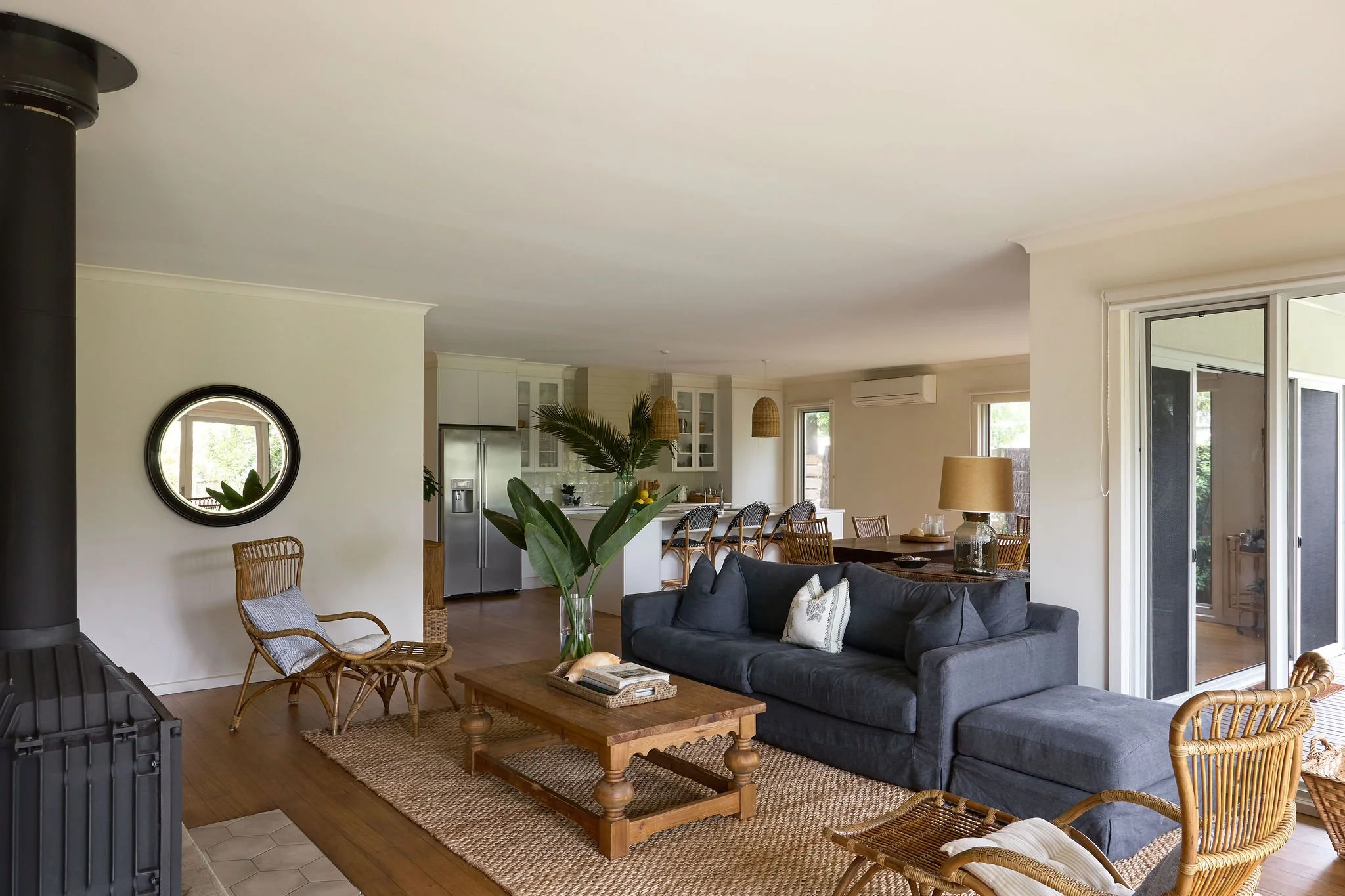 Open-plan kitchen and living room at Verandah Retreat