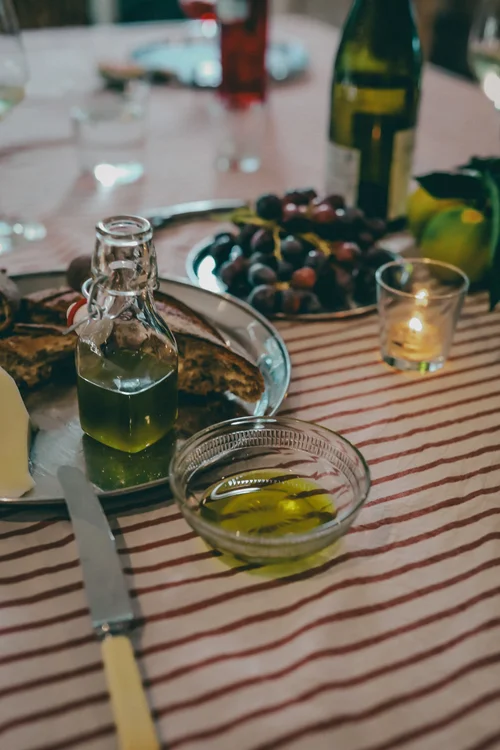 Olive oil and table setting at Verandah Retreat