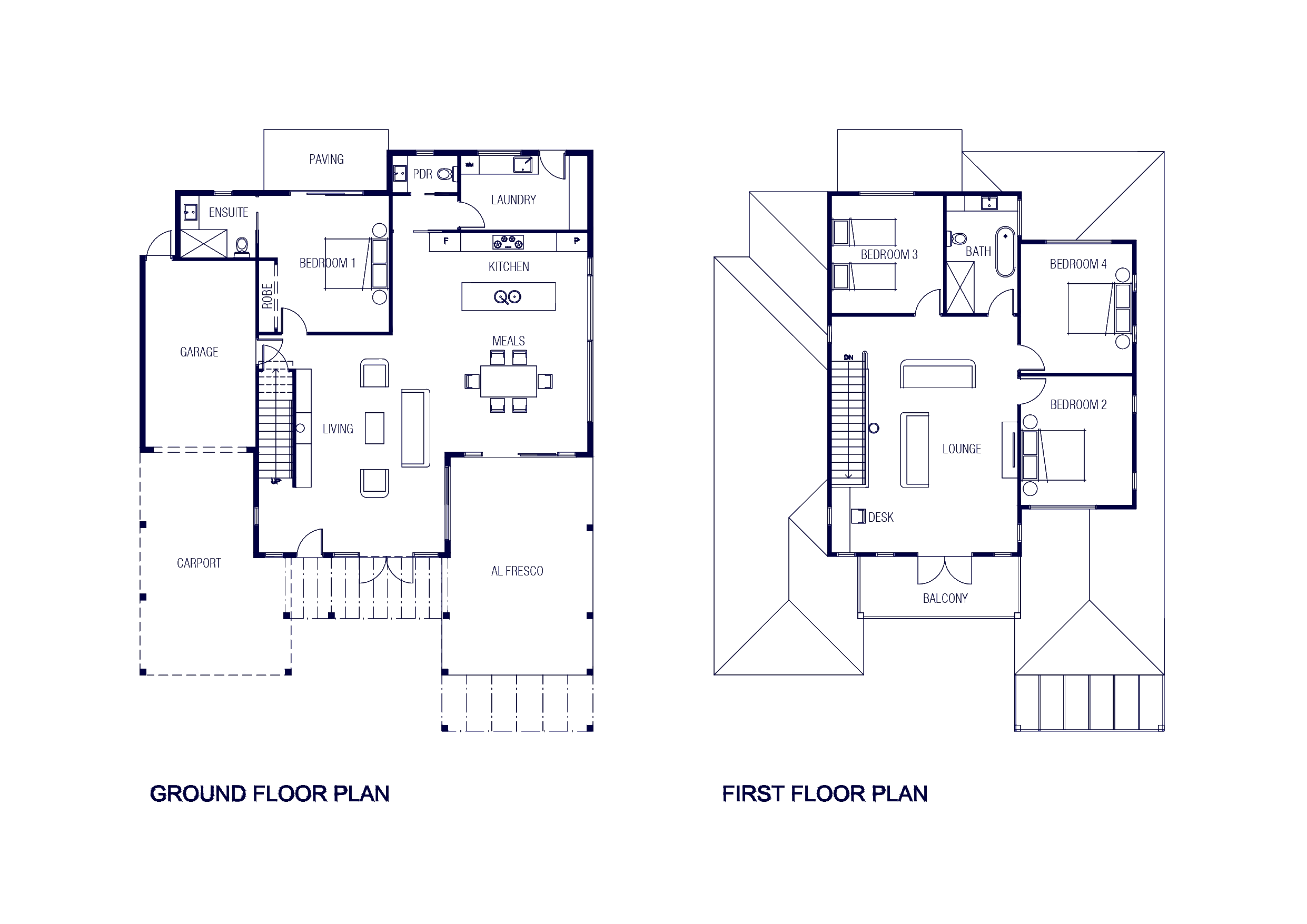 Verandah Retreat floor plan — ground and first floor
