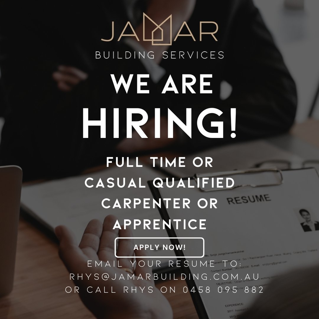We are seeking a full-time qualified Carpenter or Apprentice to join our team.⠀⠀⠀⠀⠀⠀⠀⠀⠀​​​​​​​​
We offer a great working environment and above award wages.⠀⠀⠀⠀⠀⠀⠀⠀⠀​​​​​​​​
⠀⠀⠀⠀⠀⠀⠀⠀⠀​​​​​​​​
The successful applicant must have the following:⠀⠀⠀⠀⠀⠀⠀⠀⠀​