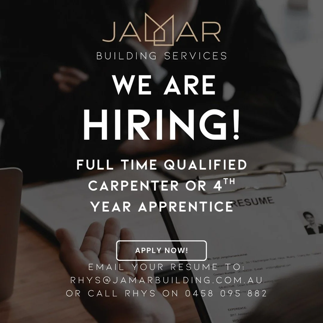 We are seeking a full-time qualified Carpenter or 4th year Apprentice to join our team.⠀⠀⠀⠀⠀⠀⠀⠀⠀

We offer a great working environment and above award wages.⠀⠀⠀⠀⠀⠀⠀⠀⠀
⠀⠀⠀⠀⠀⠀⠀⠀⠀
The successful applicant must have the following:⠀⠀⠀⠀⠀⠀⠀⠀⠀
-A current Dri