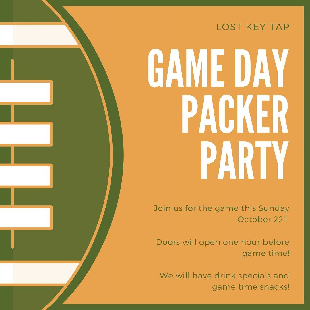 🏈We&rsquo;re excited to host another Packer watch party this Sunday October 22nd!!! 
🏈Doors open an hour before game time! 
🏈The bar will be open and we&rsquo;ll have game time snacks! 

Come have fun with us this Sunday!! 
.
.
.
#gameday #packerp