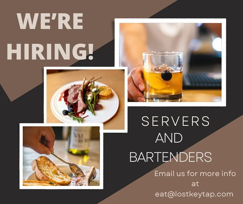 Come join our team!! We are looking for experienced servers and bartenders! 
Please email eat@lostkeytap.com if you are interested!
Lostkeytap.com
.
.
.
#hiring #servers #bartender #bar #restaurant #depere #foxcities #foxvalley #greenbay #wrightsto