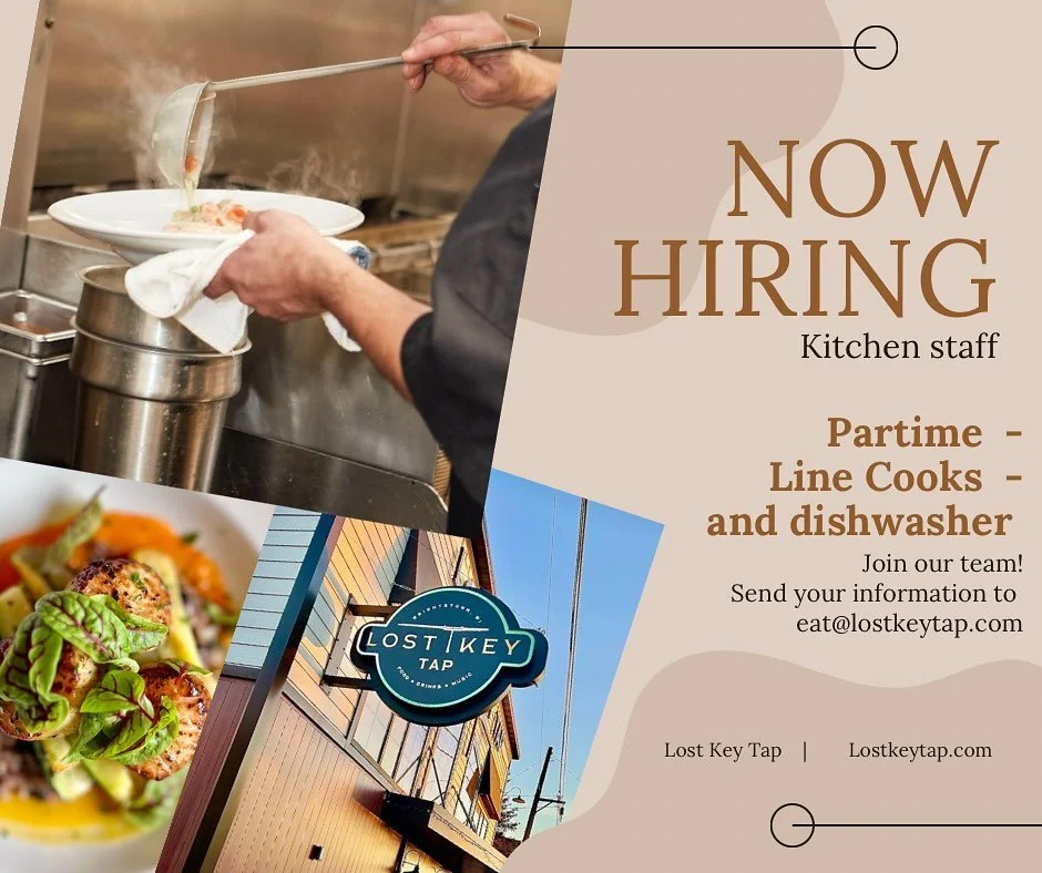 We’re expanding our kitchen staff! 
If you’re interested please send your information to eat@lostkeytap.com.
Lostkeytap.com
.
.
.
#hiring #kitchen #linecook #foxvalley #foxvalleyjobs #foxcities #foxcitiesjobs #depere #deperejobs #greenba