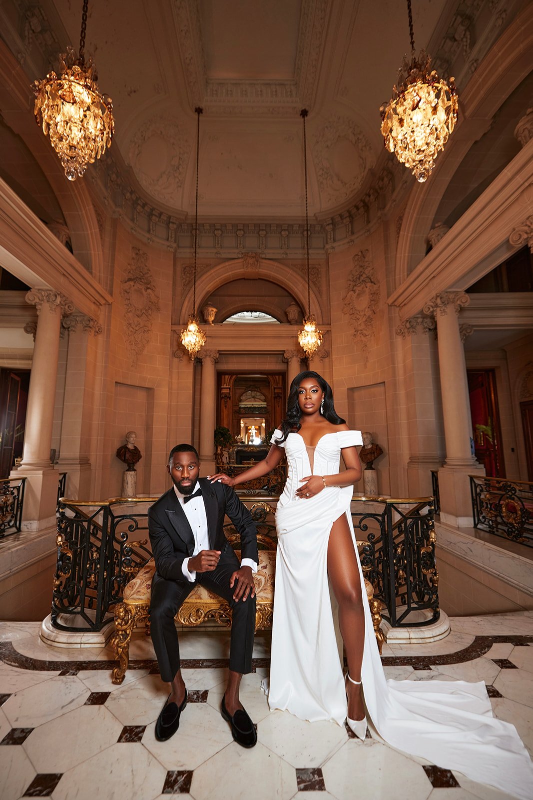 Malika & Daniel's Luxury engagement photos at Perry Belmont House in Washington D.C