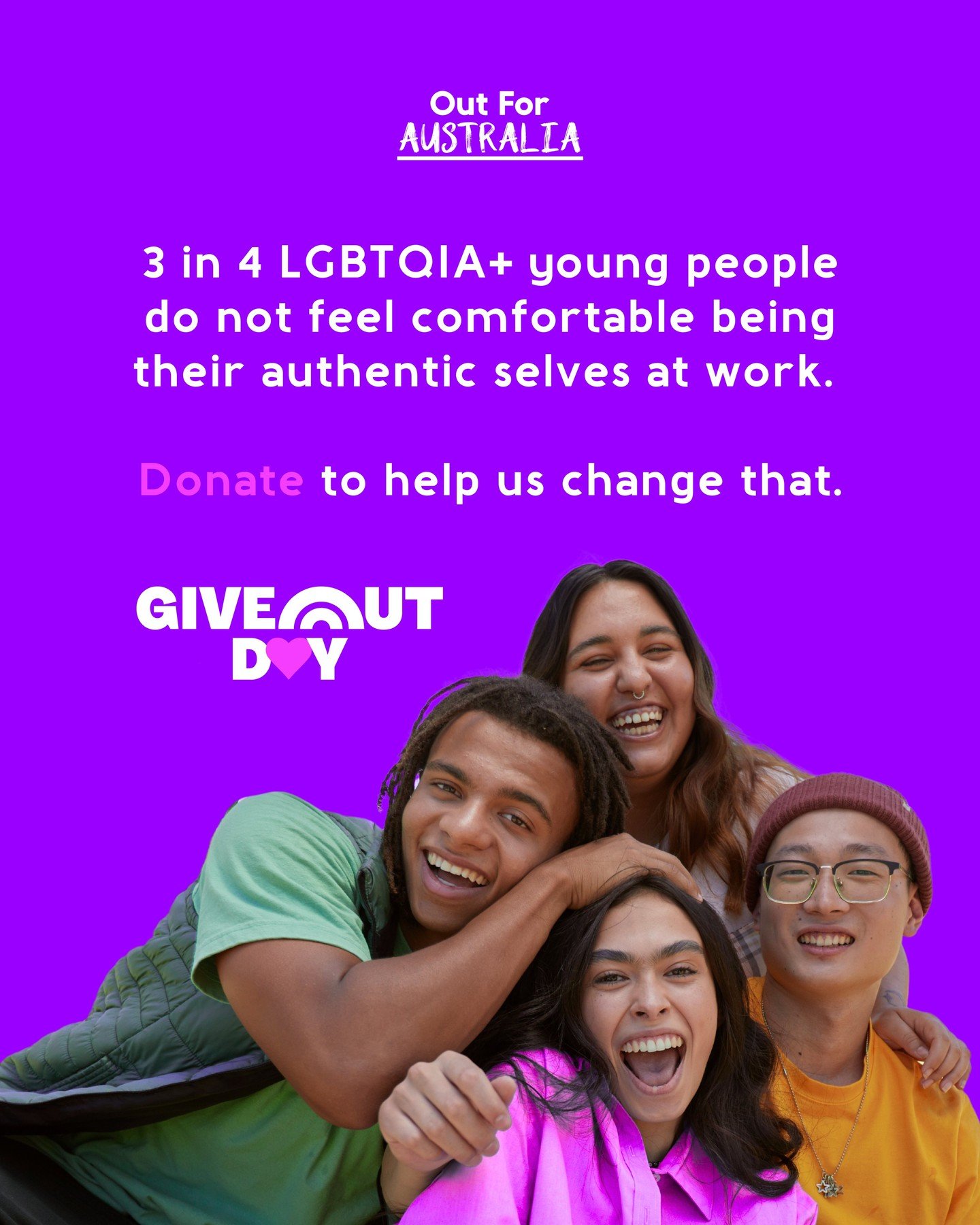 Only 24% of LGBTQIA+ young people feel comfortable being their authentic selves at work. This GiveOUT Day, help us change that. Your donation supports mentoring and career development opportunities for our community. 🌈 Link in our bio.

#GiveOUTDay2