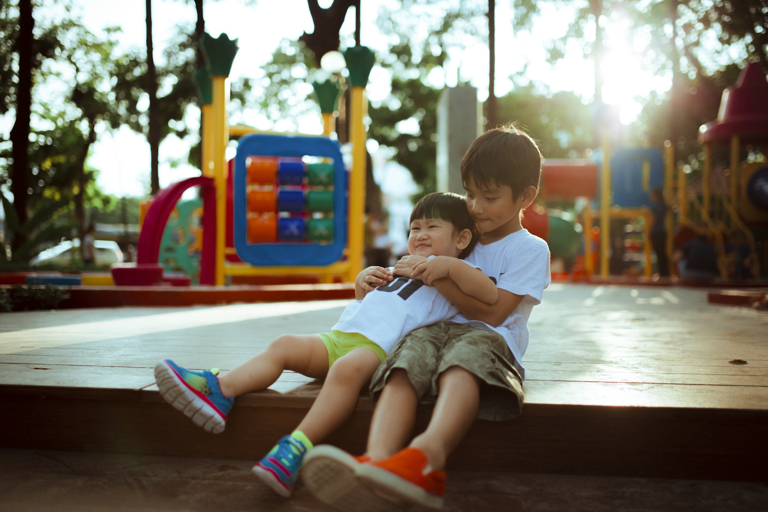 kids playing in a family-friendly neighborhood park