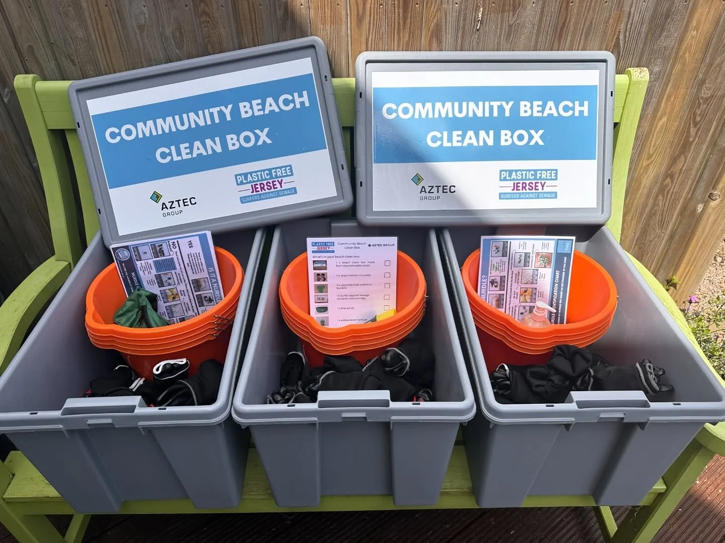 Happy #worldenvironmentday . Today we are creating some beach clean boxes for Aztec Group to use with their staff and local projects they&rsquo;re involved with.

Did you know that Plastic Free Jersey also collaborated with @cicoop Channel Islands Co