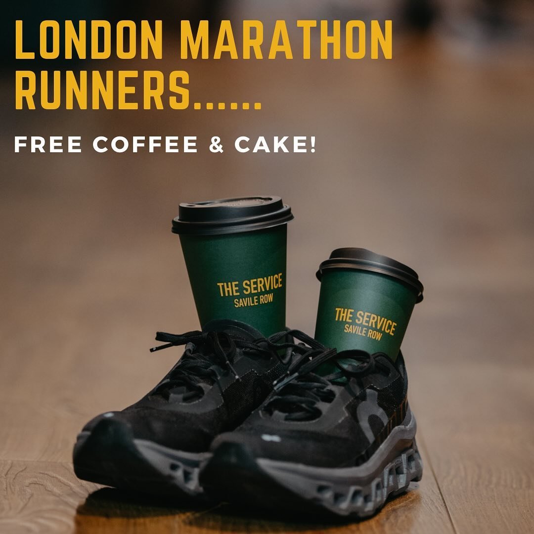 🏅Calling all 2024 London Marathon finishers!🏅

To celebrate your incredible efforts, we're inviting you to refuel with a complimentary coffee and cake at The Service on Savile Row. Just show us your marathon medal!🏅

Although we won't be open on r