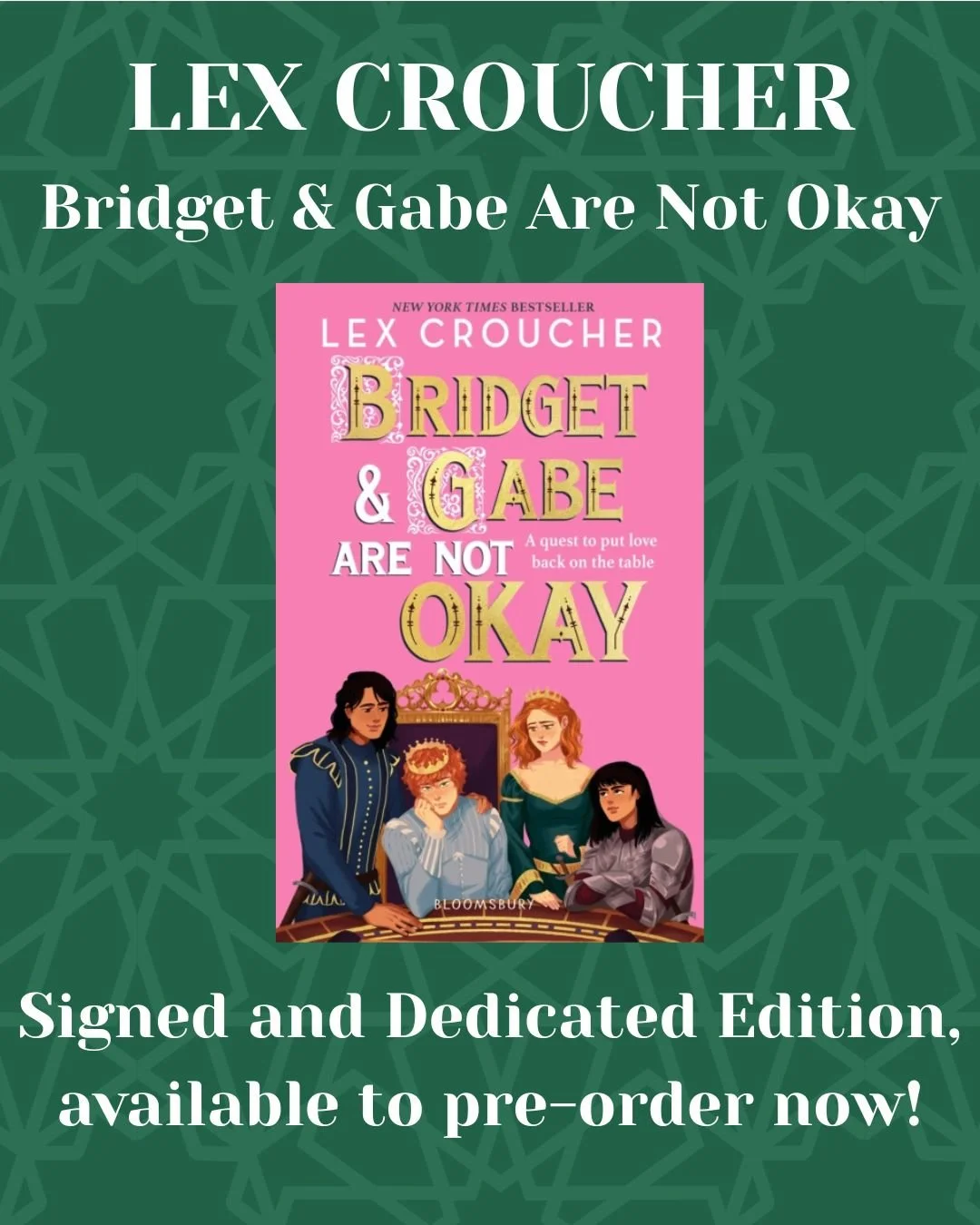 We are very excited to be welcoming back @lexcanroar to sign their latest book Bridget &amp; Gabe Are Not Okay! 

We ship worldwide from welbooks.co.uk, and you can order your personalised copy now ⚔