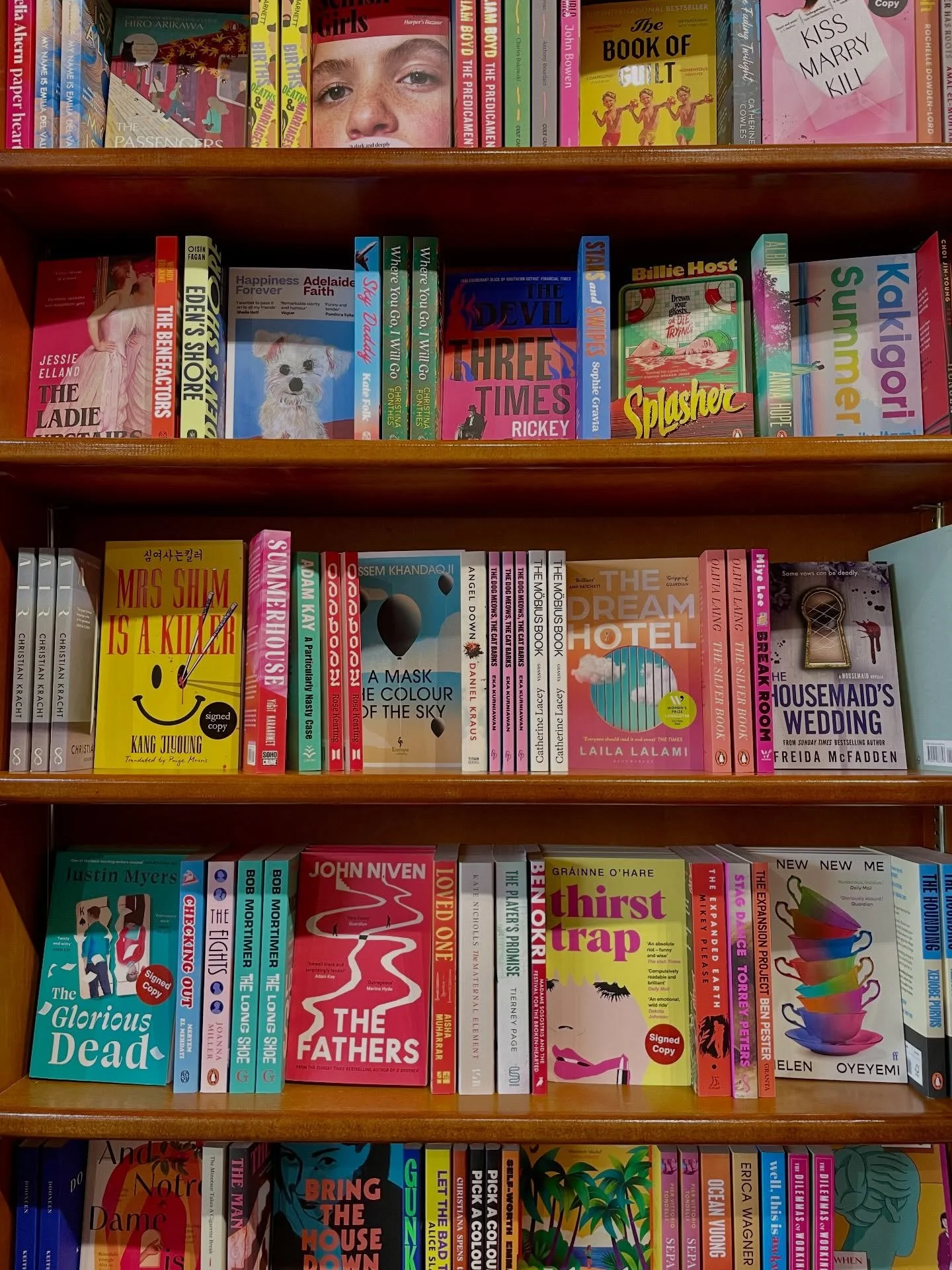 Lots of vibrant new paperbacks on our new fiction shelf this week ✨💕🌊☀️🍹