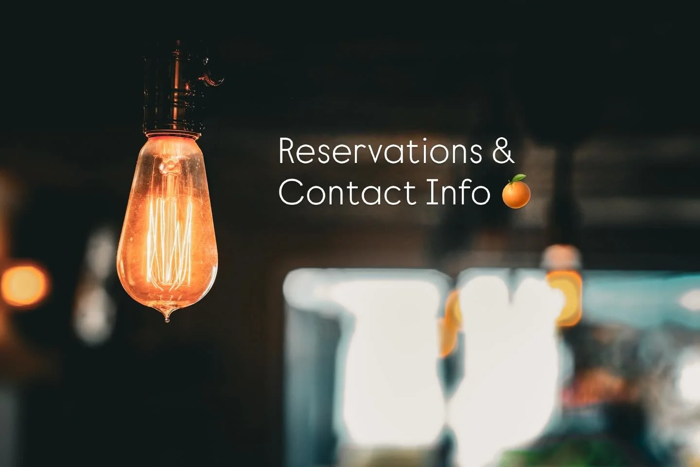Reservations &amp; Contact info 🍊

As we get back into the groove, our reservations will be taken by phone exclusively with 
CONFIRMATIONS DURING OPERATING HOURS ONLY- we can&rsquo;t wait to hear from you! 🧡

✨During our reopening week, we&rsquo;ll