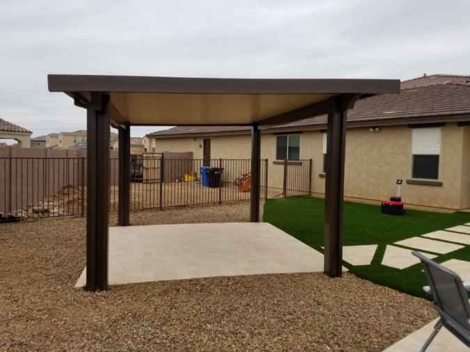 Stand-alone backyard aluminum awning in Scottsdale