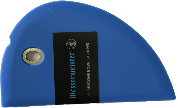 Blue Messermeister silicone bowl scraper for artists – flexible painting scraper for acrylics, cold wax and mixed media