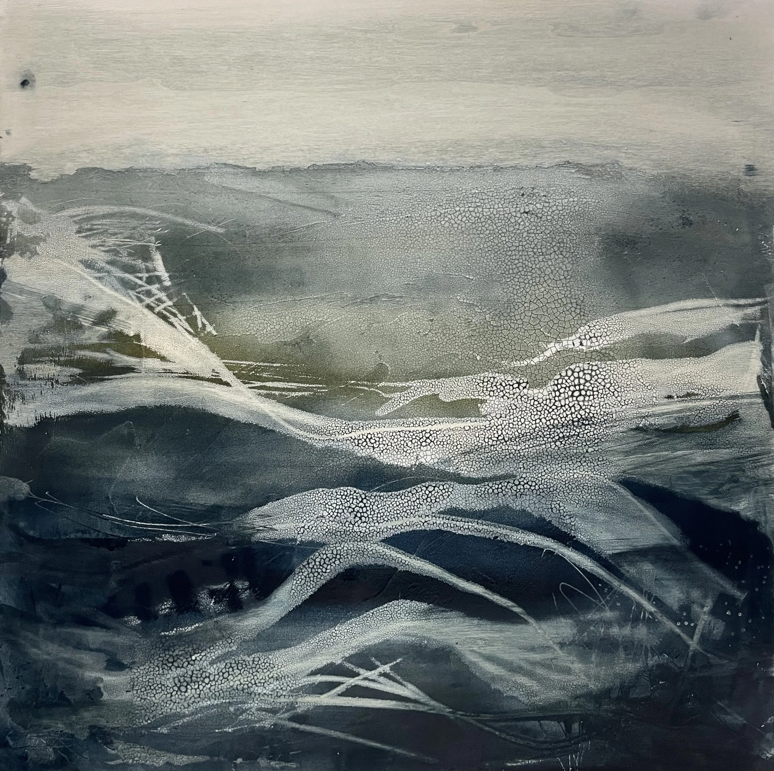 Slow Lift, 61 x 61 x 5cm, Mixed media on wood, £1500. Temporarily unavailable – enquiries welcome.