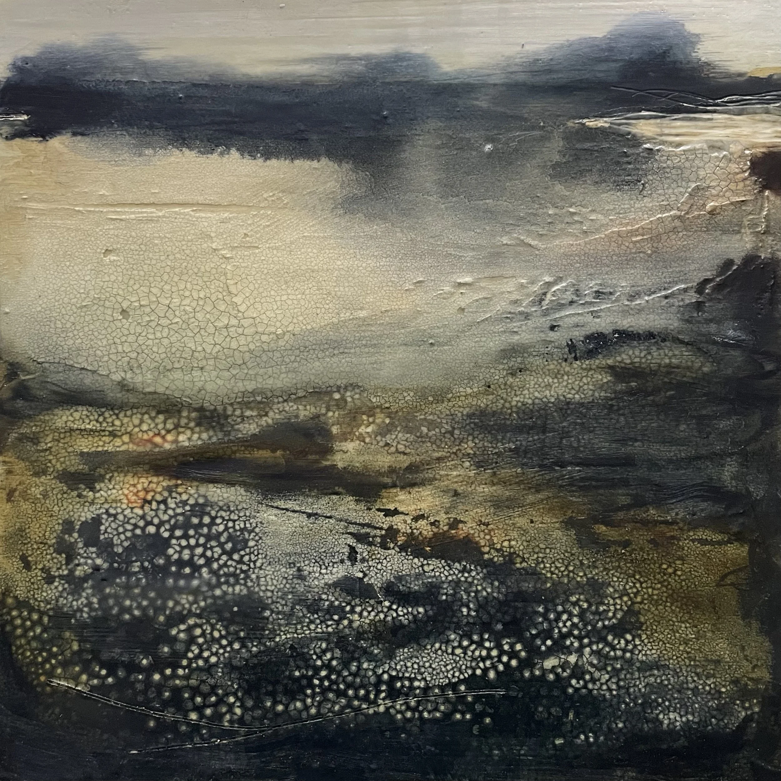 Gathering- Mixed media on wood, 31 × 31 x 5cm. £475