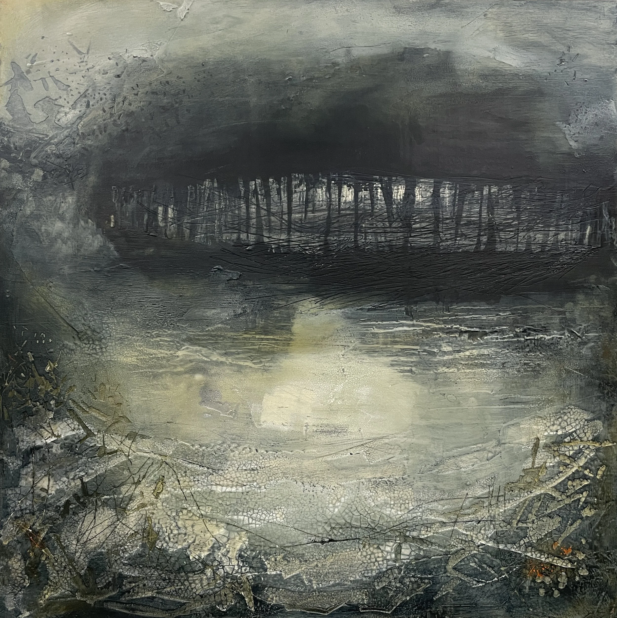 Traces of Light, Encaustic and mixed media on wood, 91 x 91 x 5cm £2400.