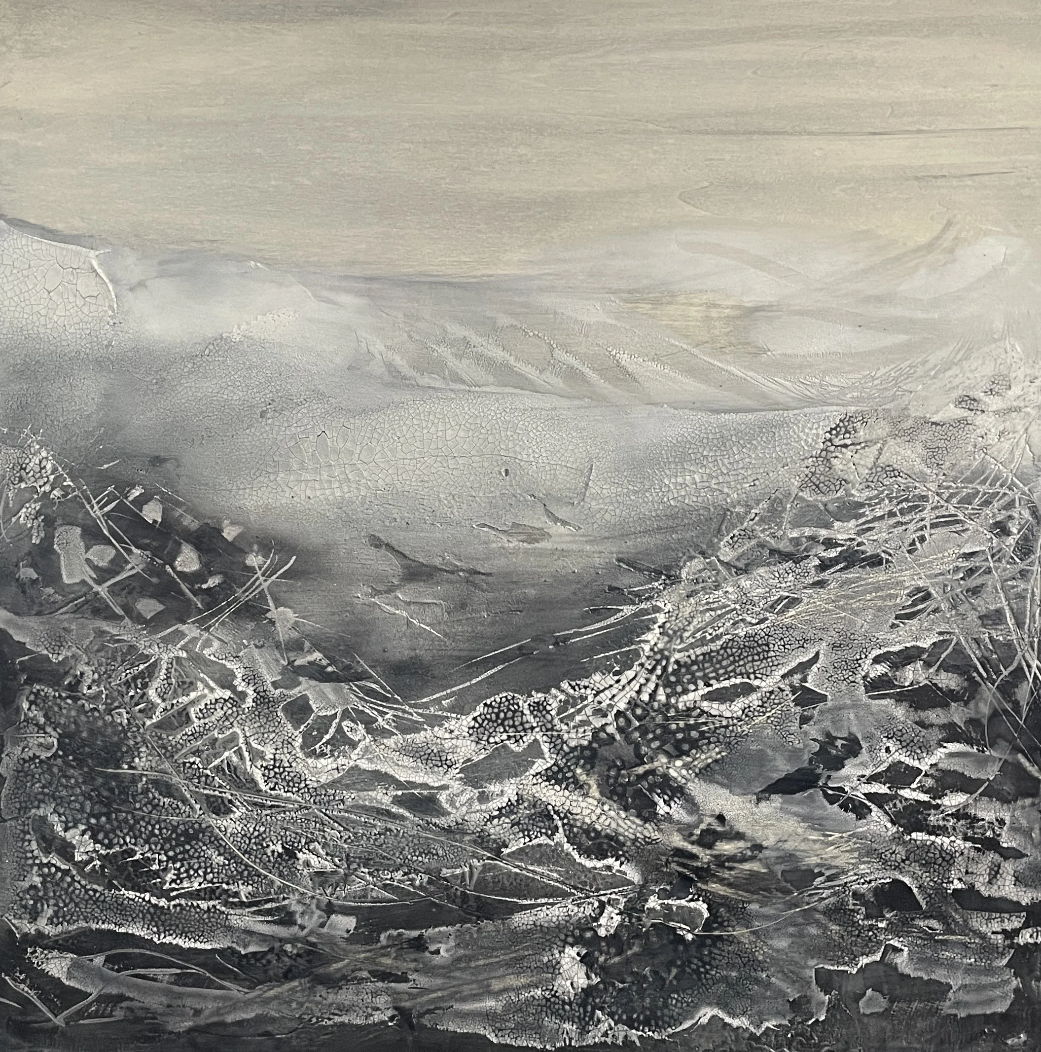 Restless Edge, Mixed media on wood 100 x 100 x 2cm, £3000 