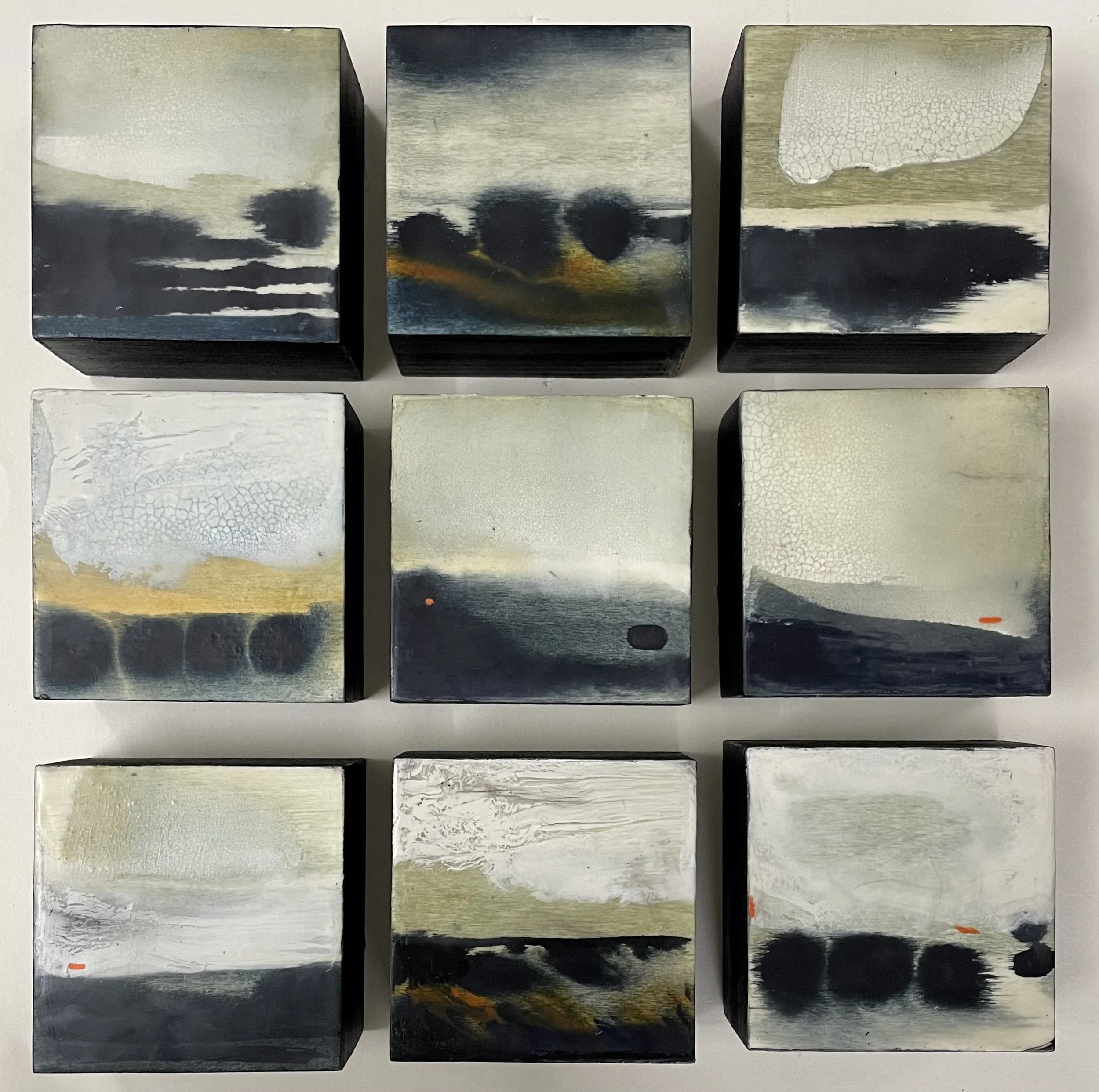 Rooted, Encaustic and mixed media on wood. 9 x 10cm x10cm x5cm £850