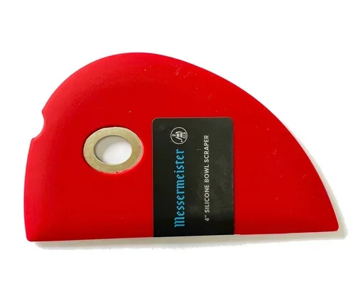 Red Messermeister silicone bowl scraper for artists – small art scraper for applying paint and mark-making