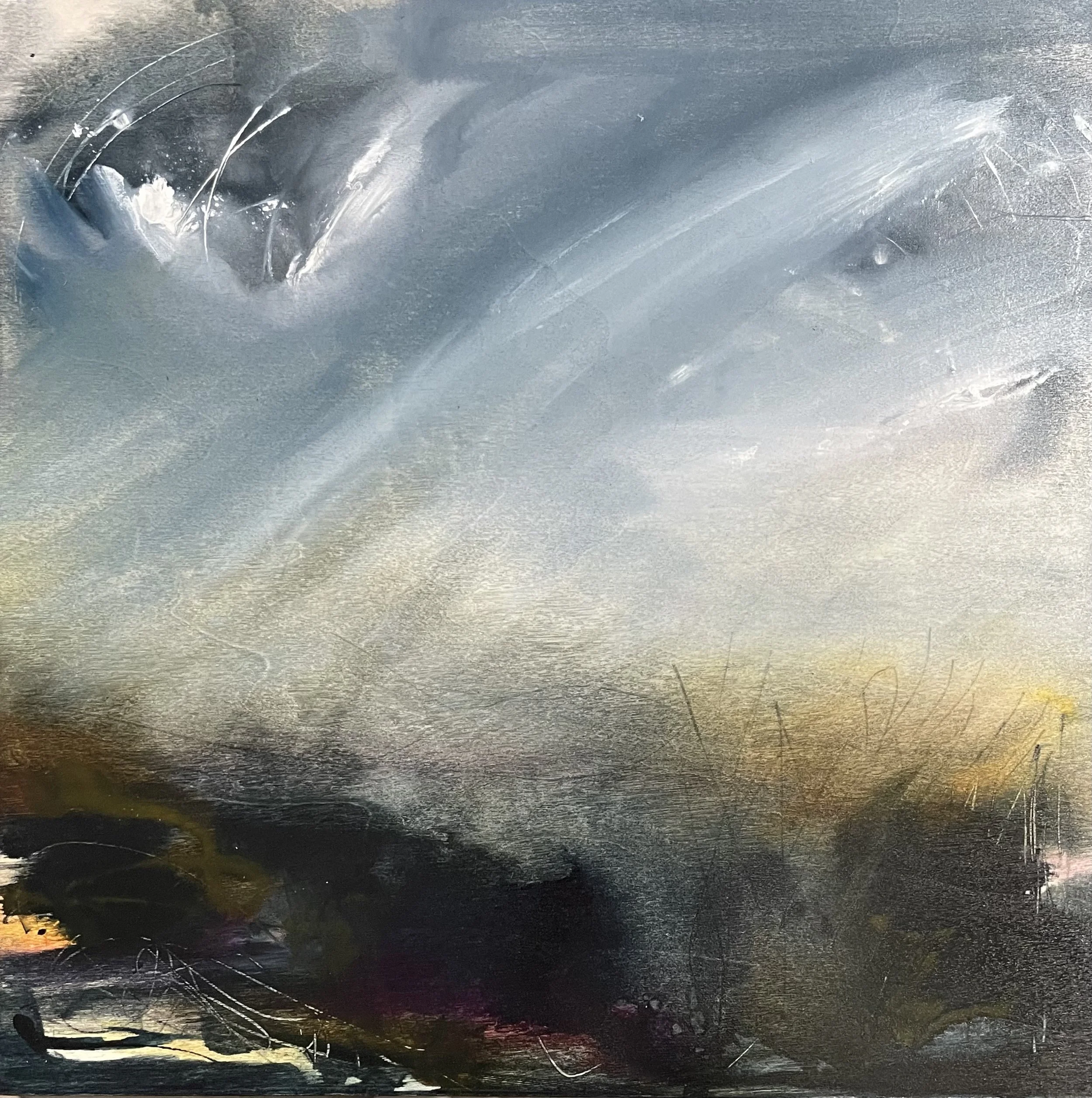 SOLD #26053 Glimmer, Ink on wood - 31 x 31 x 5cm