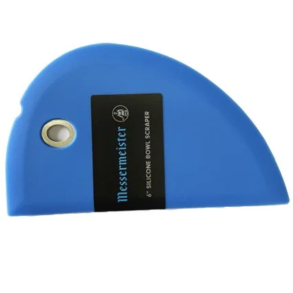 Blue Messermeister silicone bowl scraper for artists – flexible painting scraper for acrylics, cold wax and mixed media