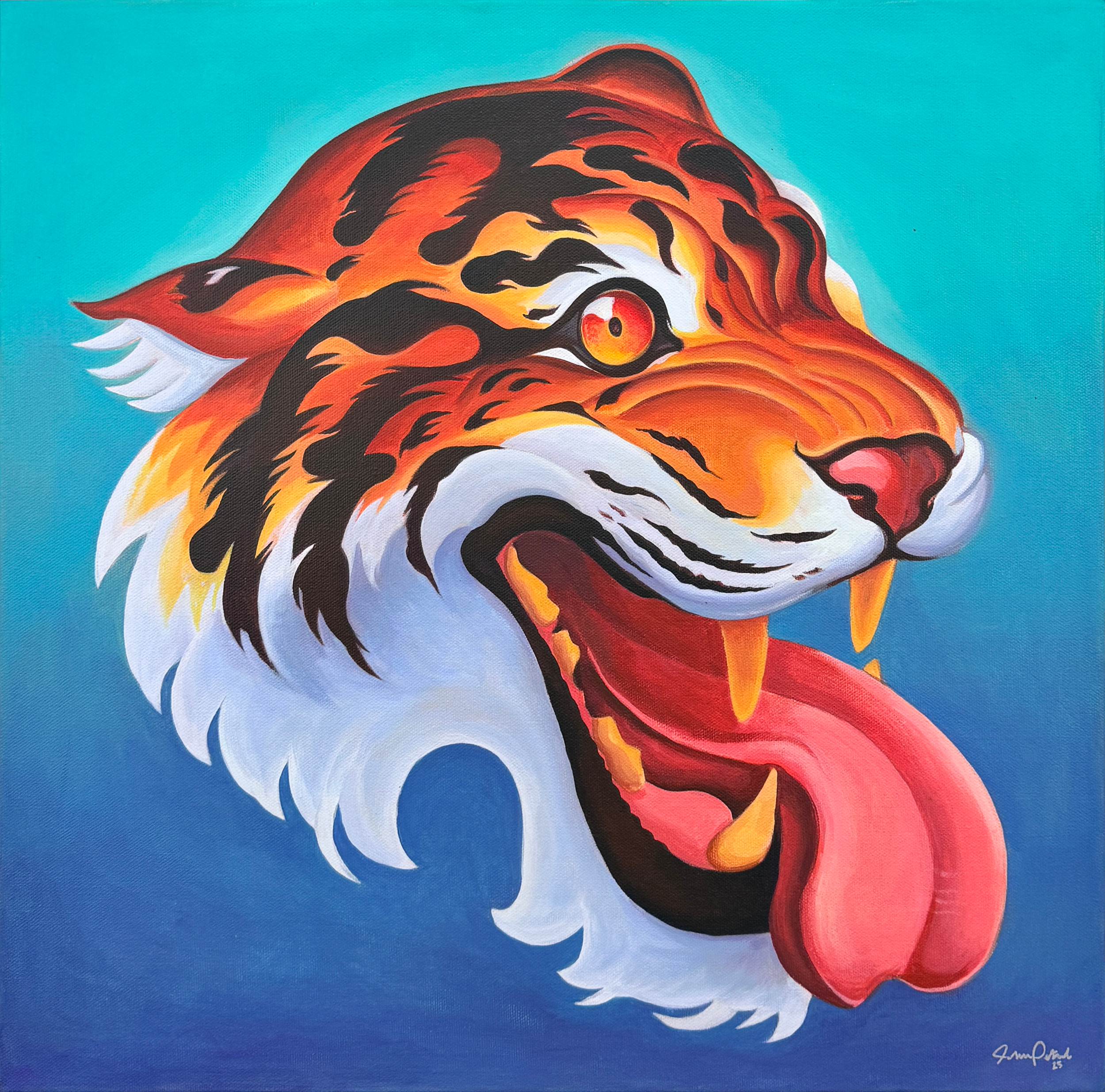 Tiger Tongue Out - Acrylic Painting