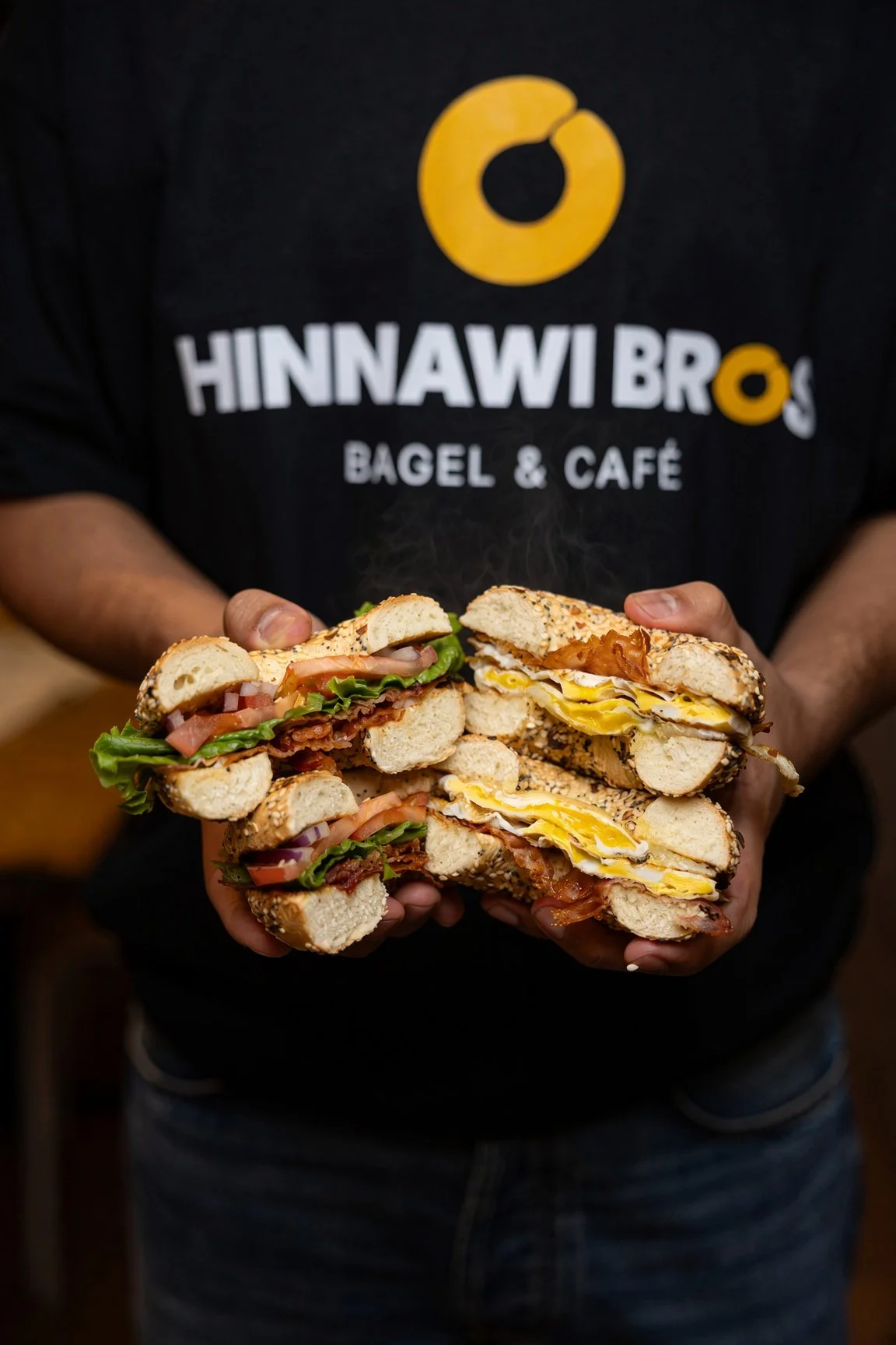 Commercial food photography, lifestyle imagery and creative content production for Hinnawi Bros Bagel & Café. Editorial visual storytelling by Chantal Gallant, Montreal photographer.