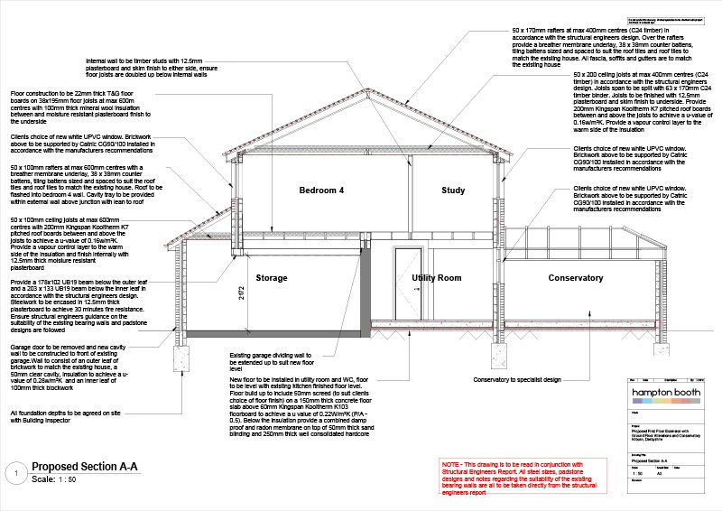 Building regulations section drawing Kilburn Derbyshire