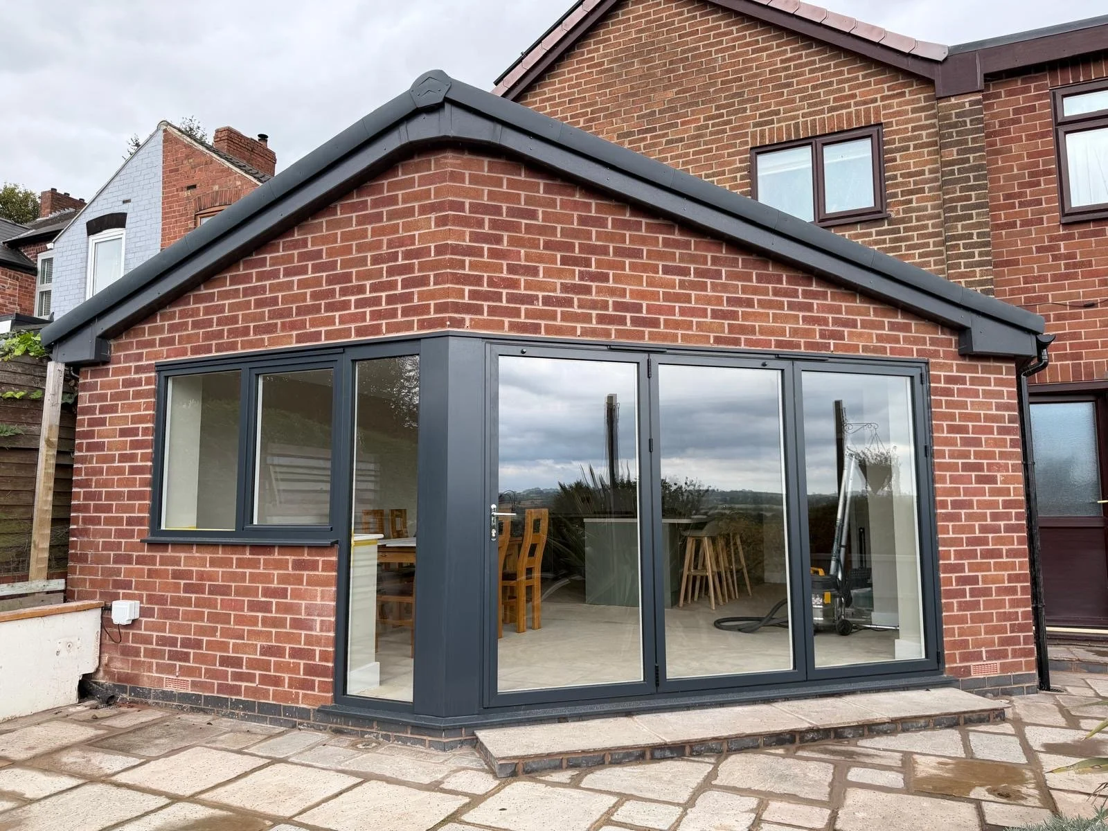 Single storey extension wrap-around glazing