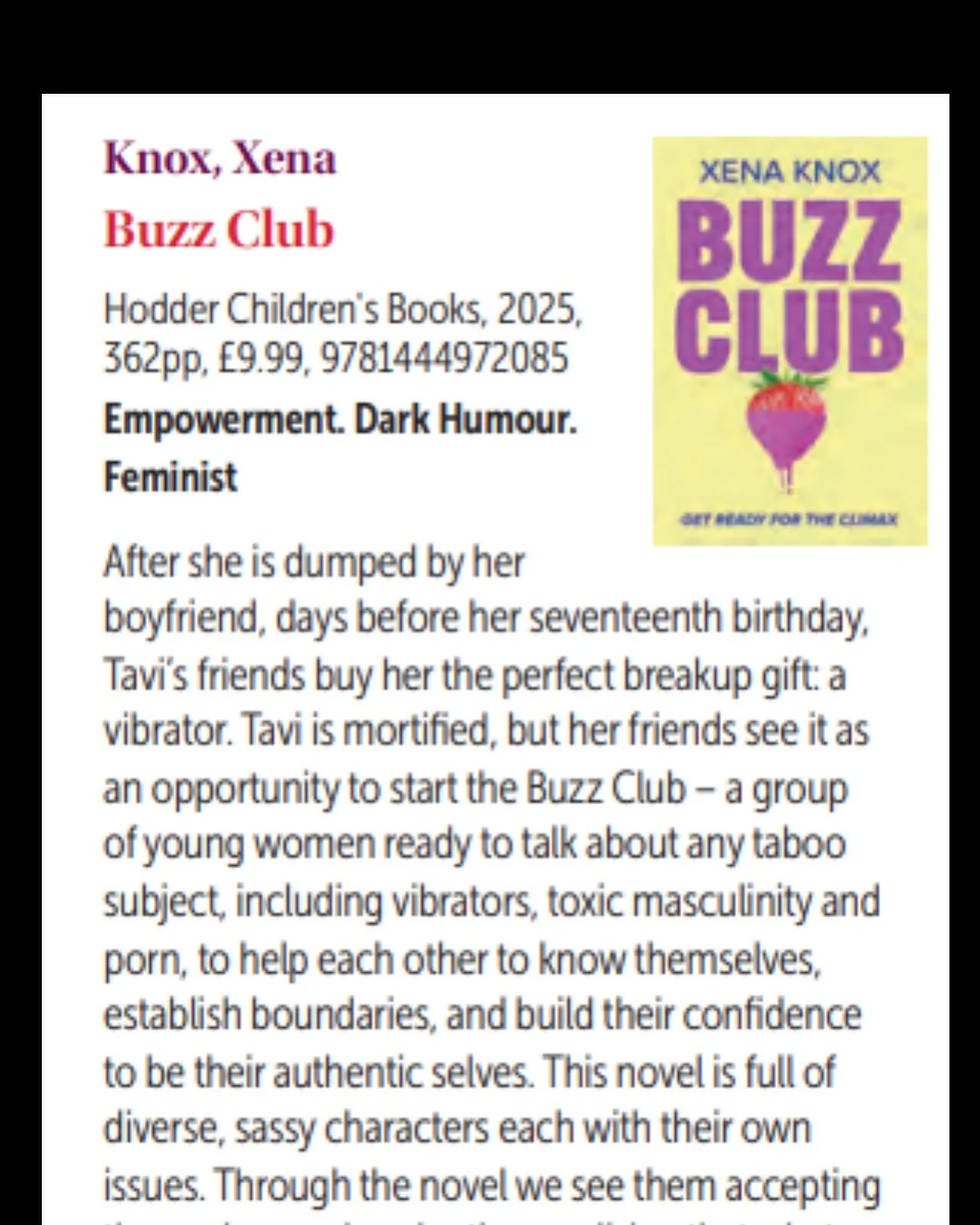 Fantastic - and very welcome - Review of Buzz Club from Nicola Bowie in The Librarian magazine! Can&rsquo;t express the pleasure and relief when someone really &lsquo;gets&rsquo; what you&rsquo;re trying to do with a novel. Especially when you&rsquo;