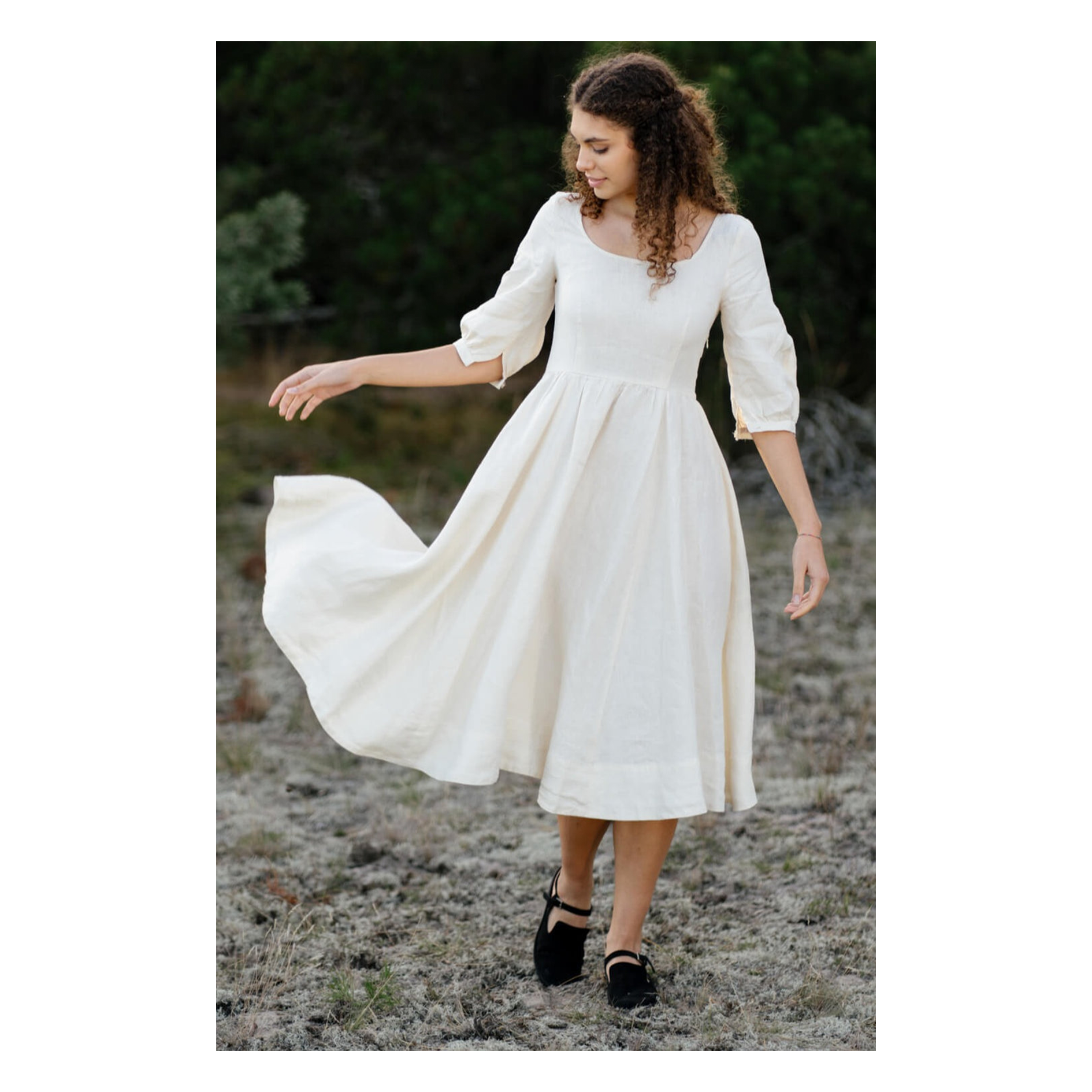 Cream Linen Dress