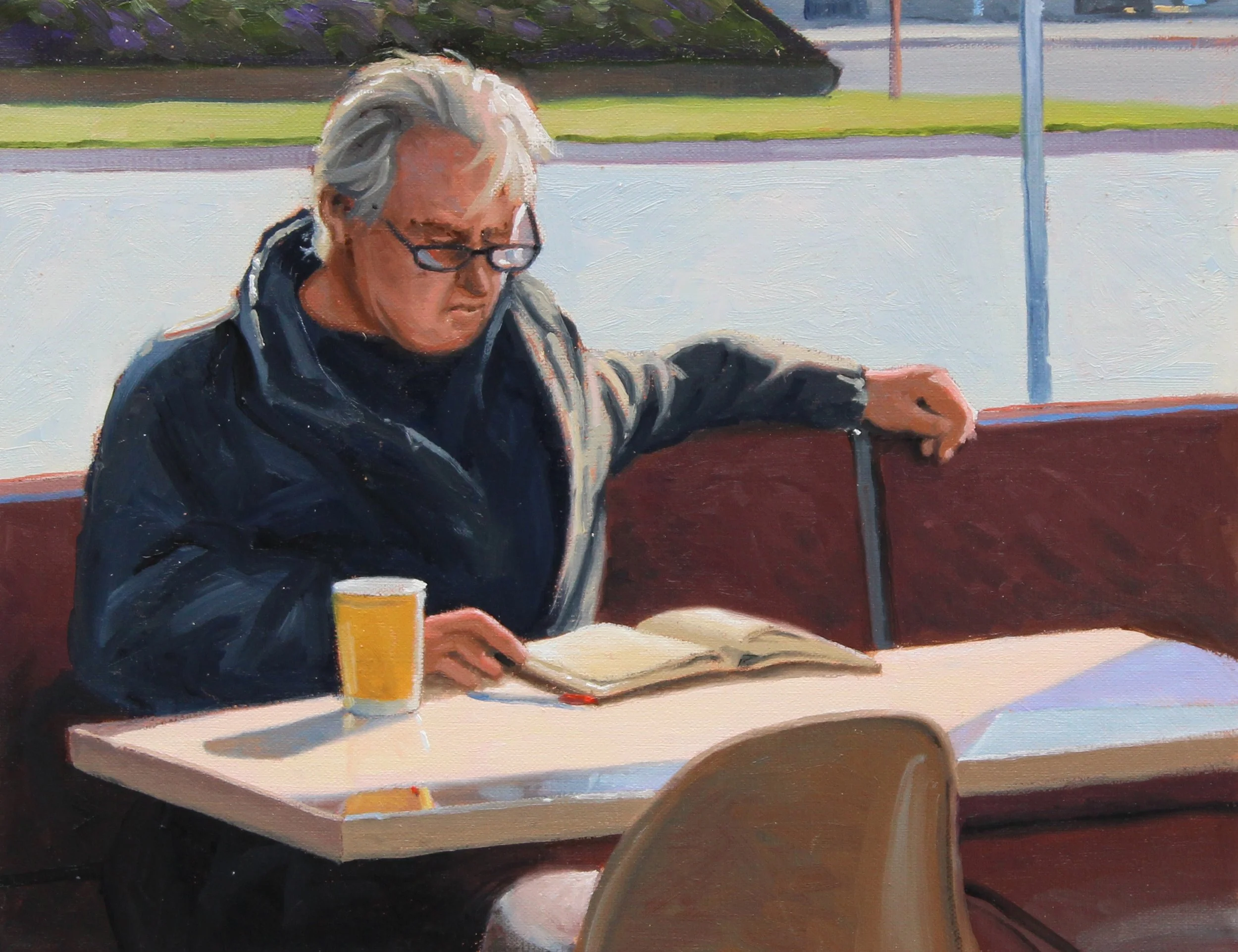 Man reading in sunlight  Size: 11" x 14"