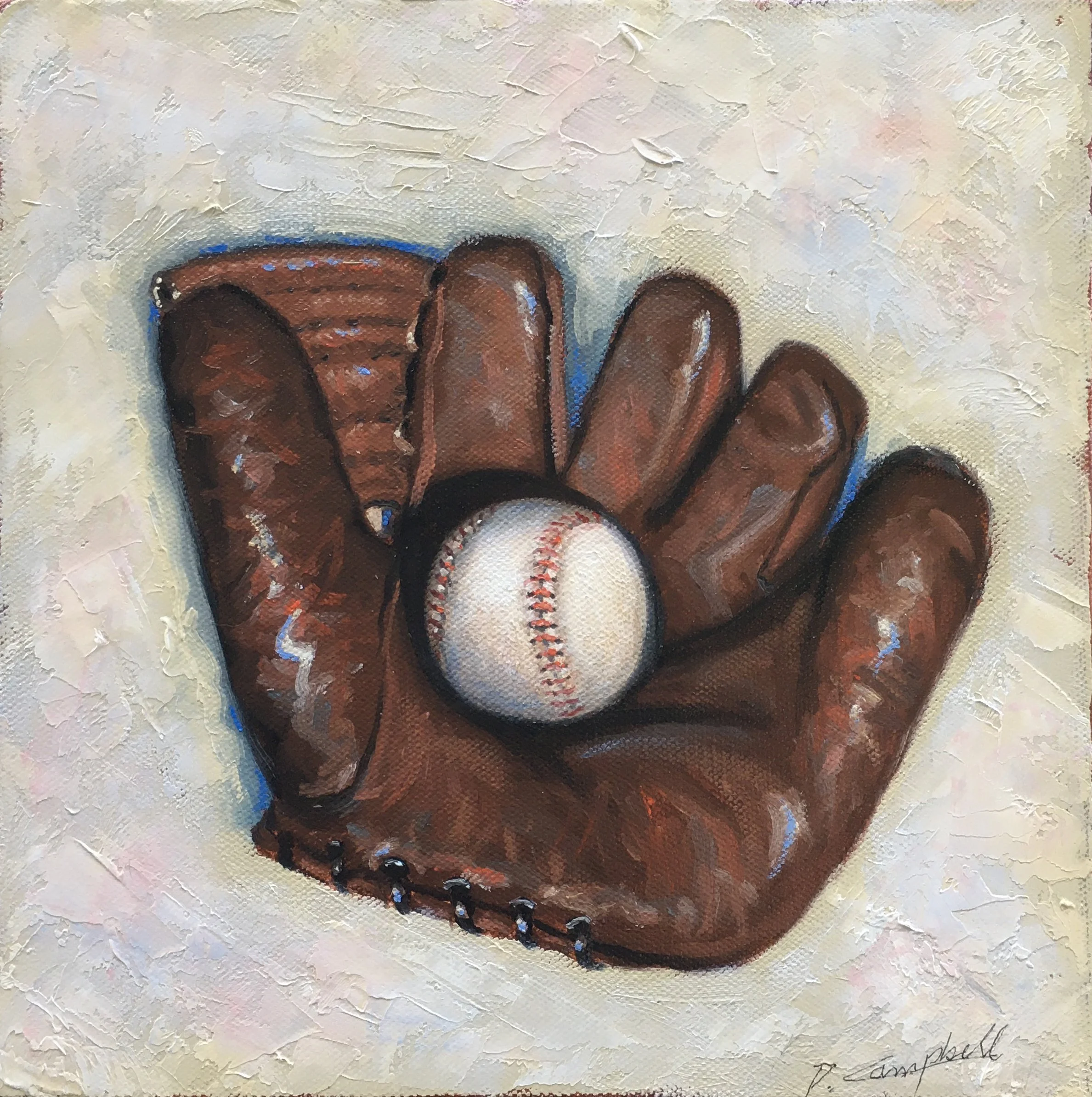 Old Glove and Ball. Size: 10" x 10"