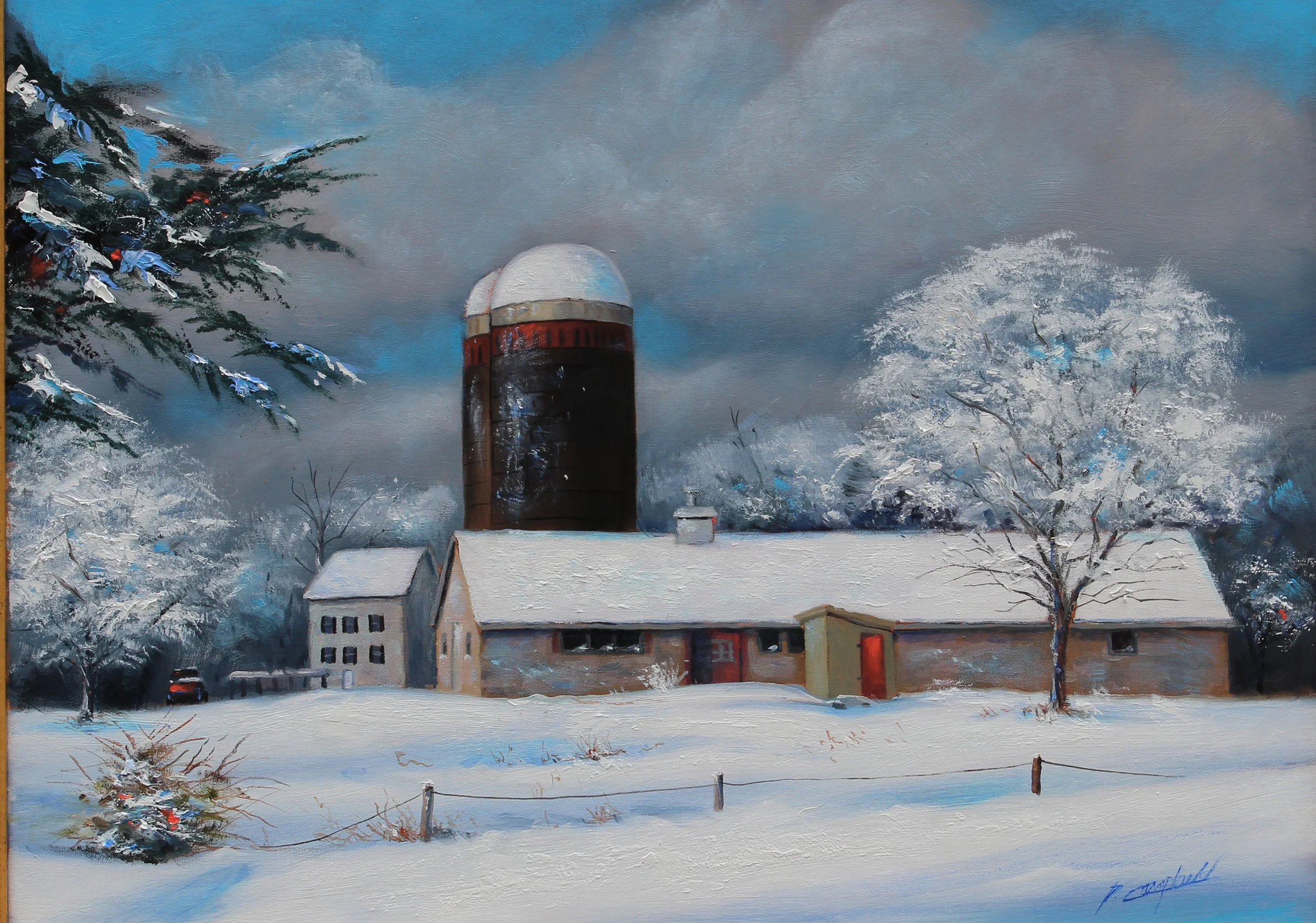 Winter Scene, Chase Farm, Lincoln, RI. Size: 18" x 24"