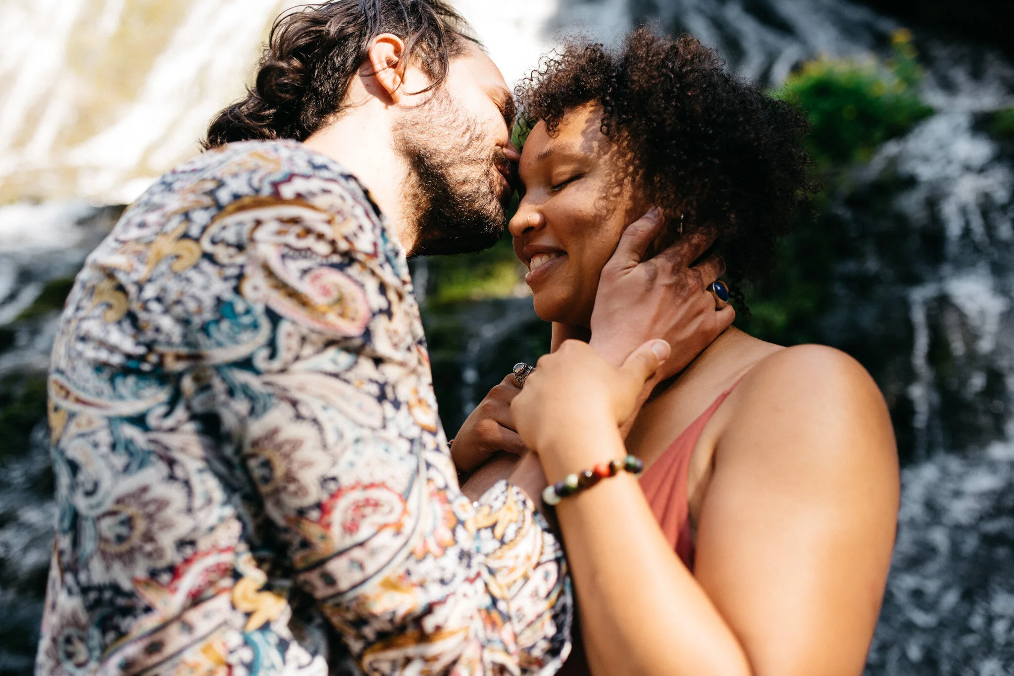 outdoor waterfall elopement and engagement session