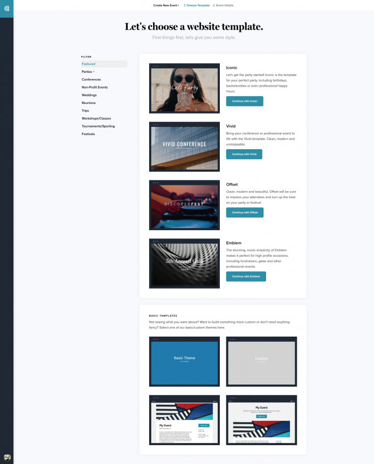 Event Website Theme Selector