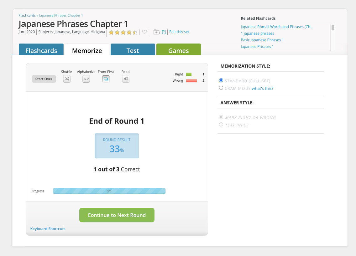 Test Results and Gamification for Studying