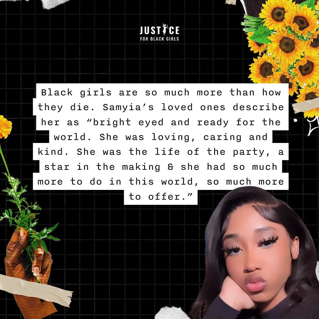 Black girls are so much more than how they die. We&rsquo;ll keep saying Samyia&rsquo;s name and honoring her life + legacy.💜🕊️

Today we amplify Samyia the artist, an aspiring rapper who was a budding star. She was a protective and loving sister. S