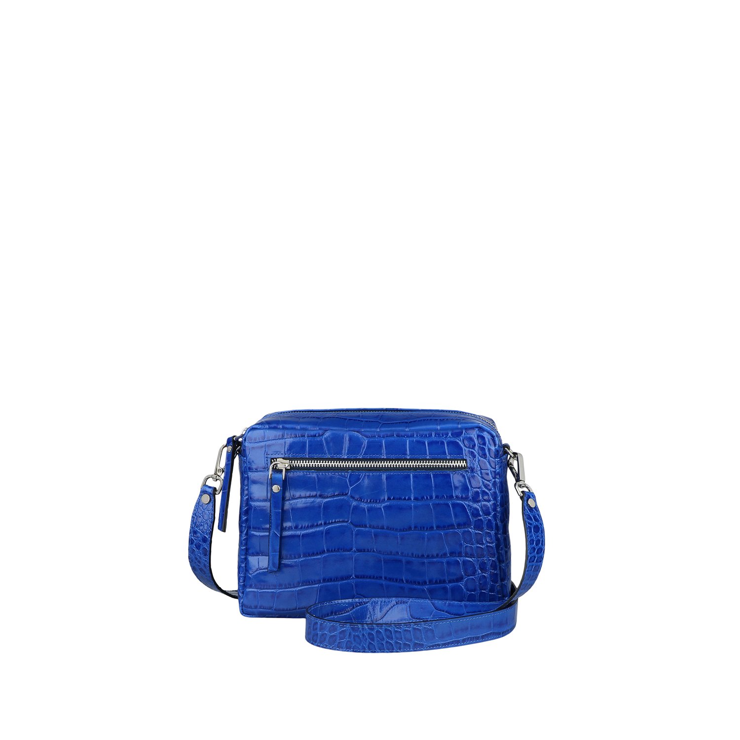 Handbag BRICK Blue croc print leather crossbody — Sgamo