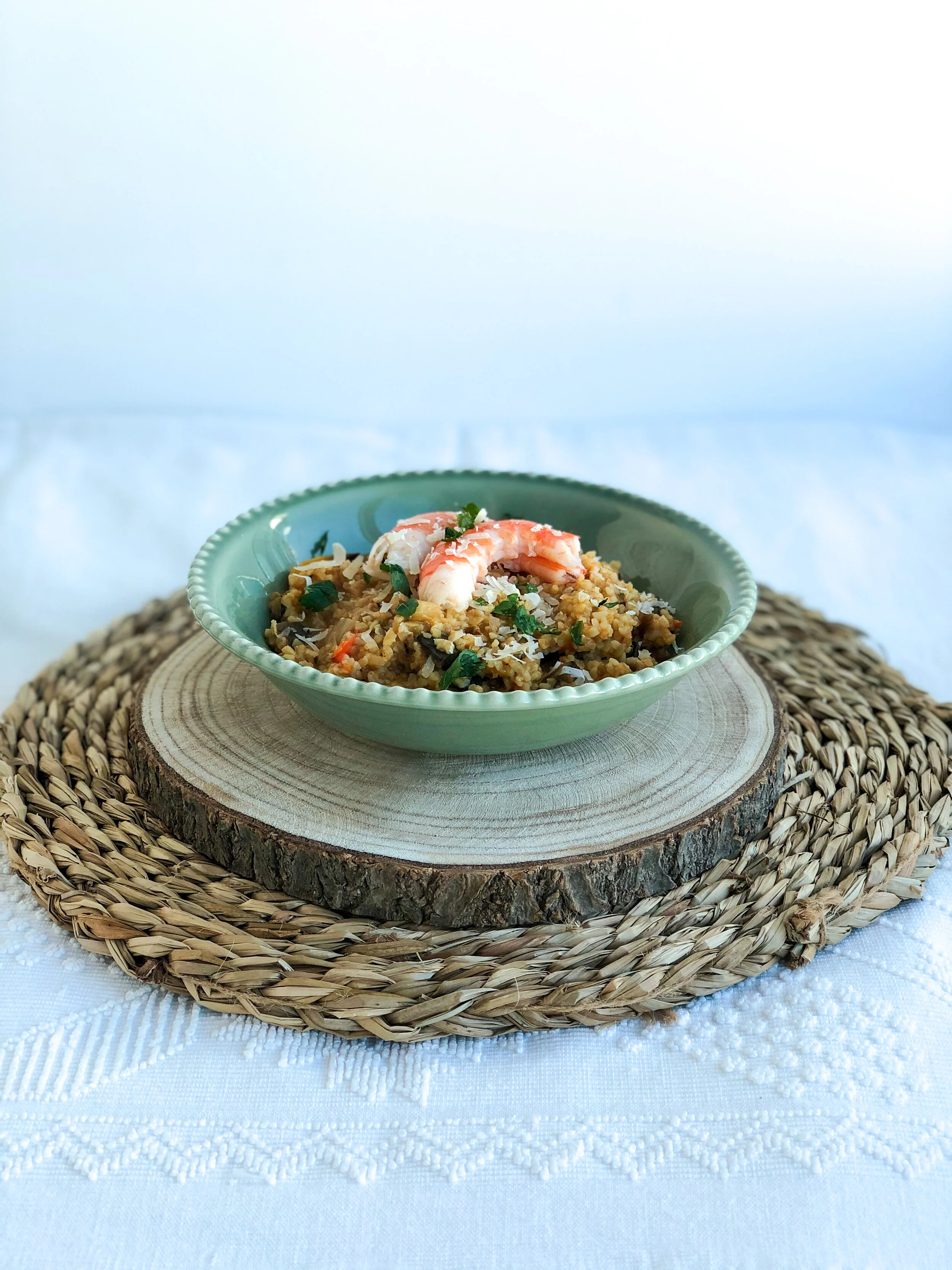 Risoto de camarão saudável