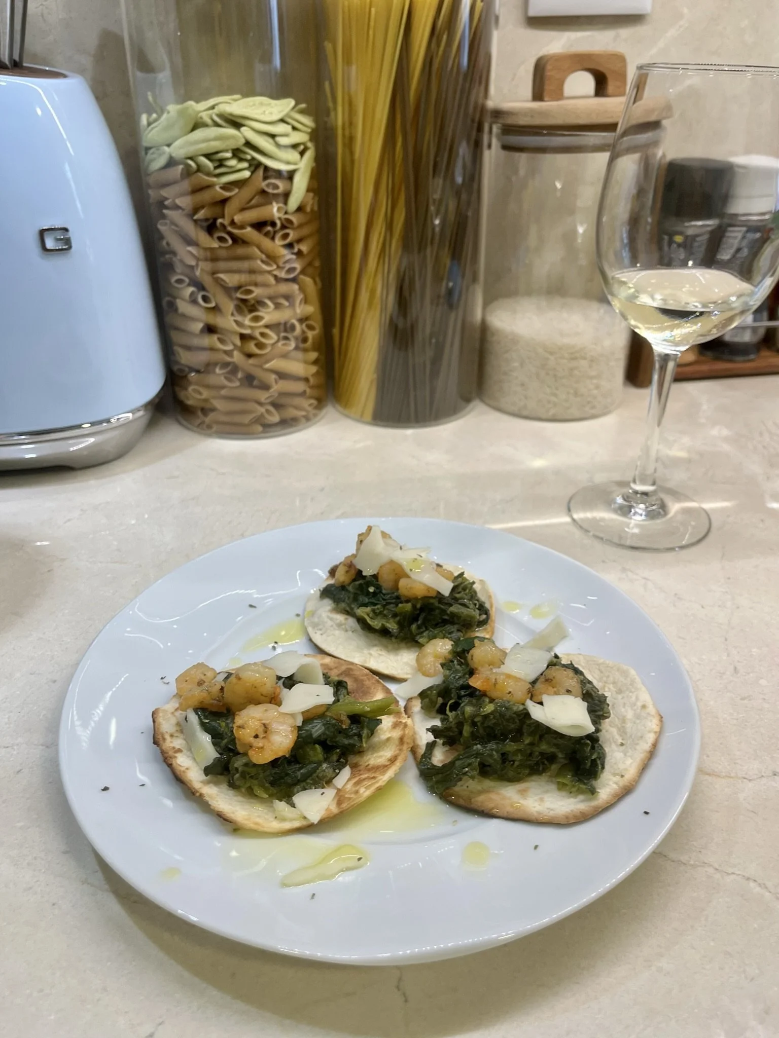 Mini tacos de camarão