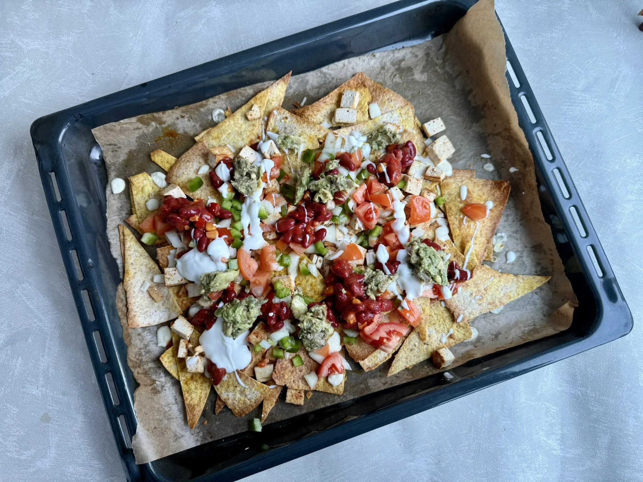 Travessa de nachos vegetarianos
