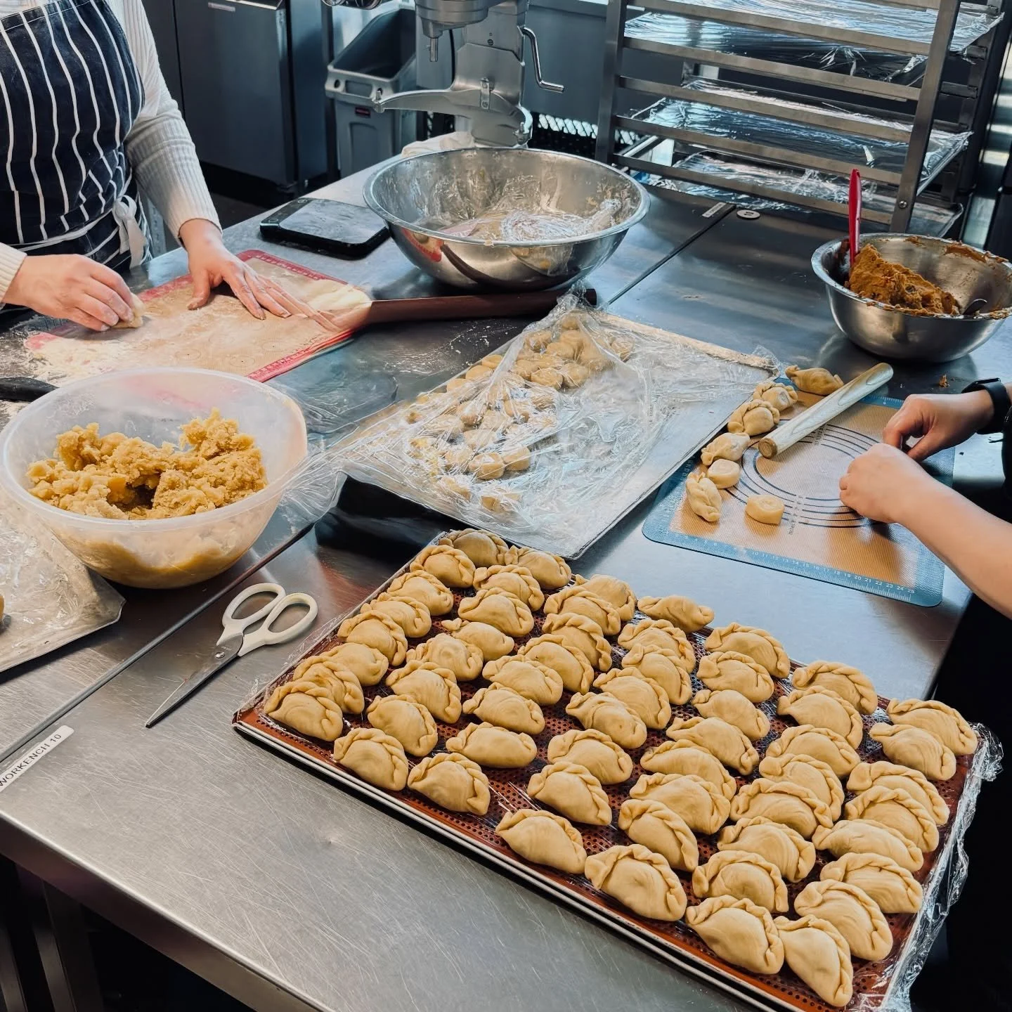 Curry Puffs production in the making! 🥟

This week we really pushed ourselves&hellip; and rolled out 2,000 pieces of our signature Malaysian Spiral Potato Curry Puffs!

Every spiral still hand-shaped.
Every filling still carefully cooked.
Every batc