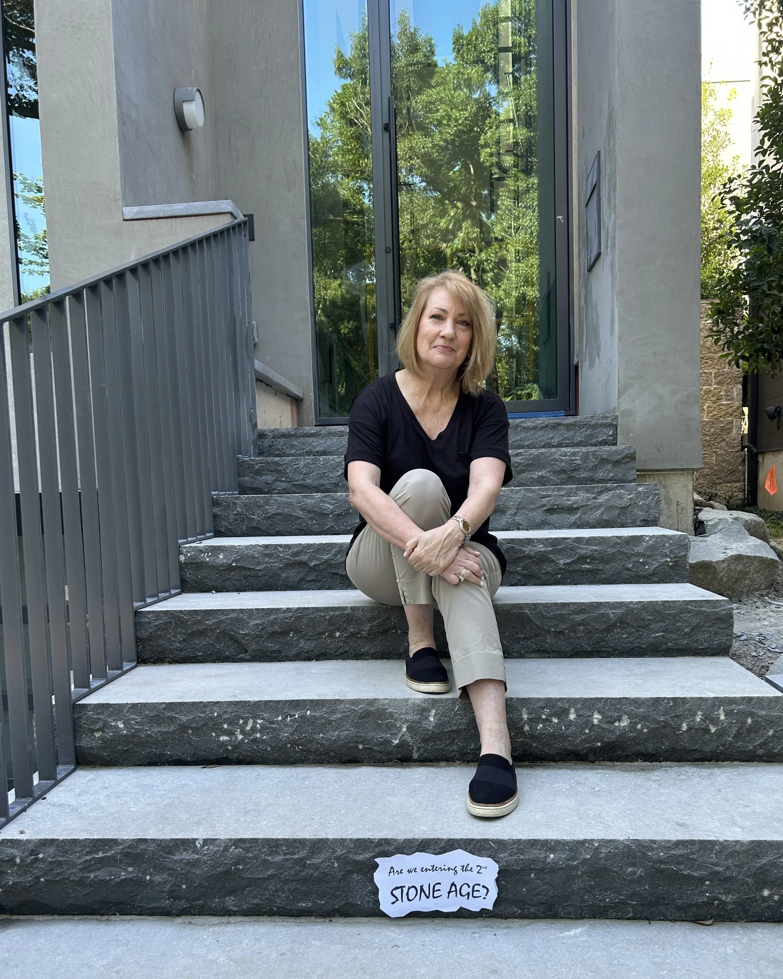 Natural stone. Ethically sourced, premium quality, no sealing required. Freeze-thaw safe. No chemicals were used in the production of these custom, hand-chiseled steps with a non-slip surface. Nature - elevated. 
 p.s. These steps can be recycled in 